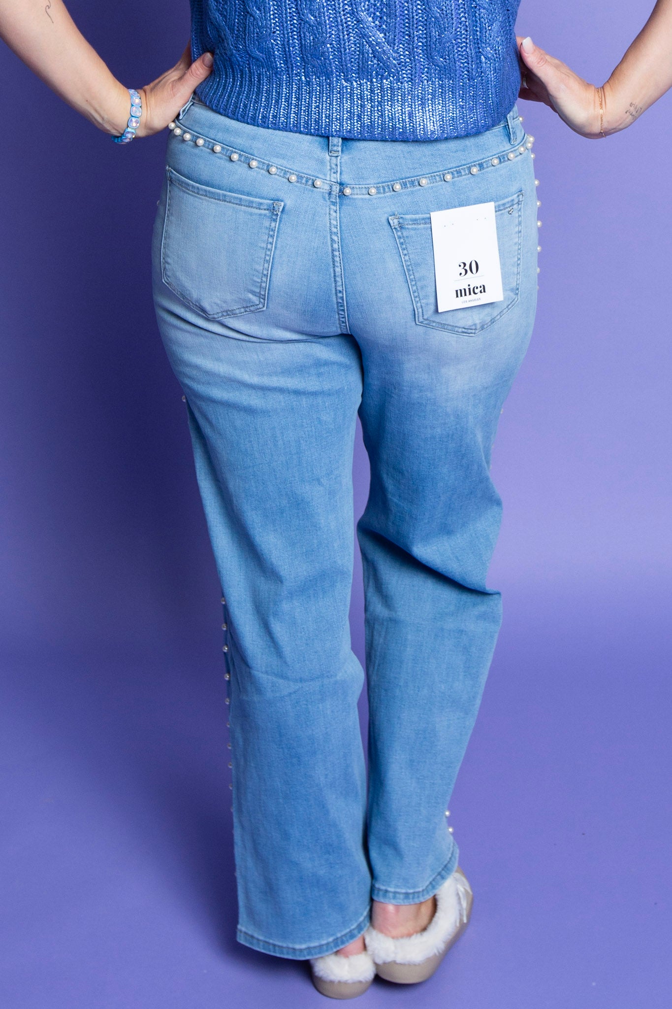 Mica Pearl Embellished Denim