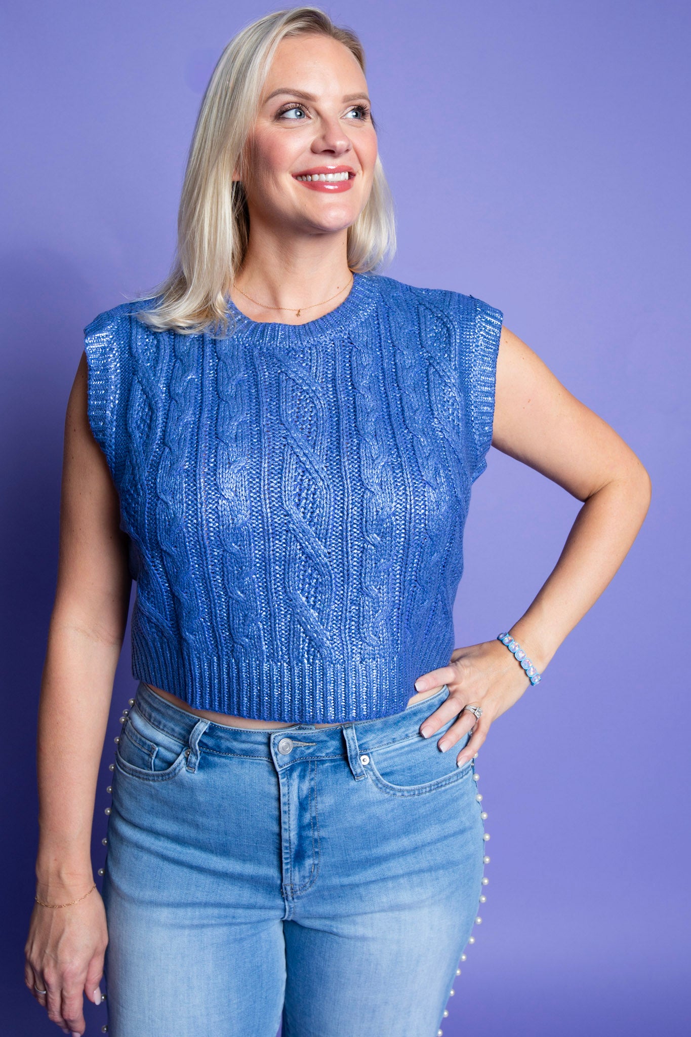 Metallic Waves Sweater Vest