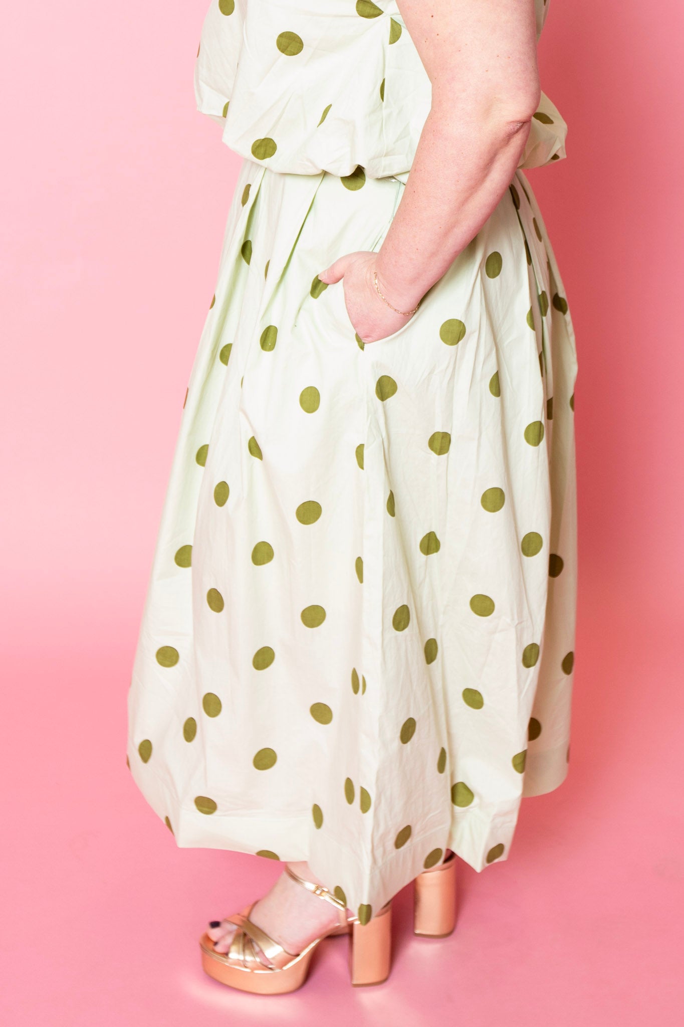 Matcha Pop Polka Dot Skirt
