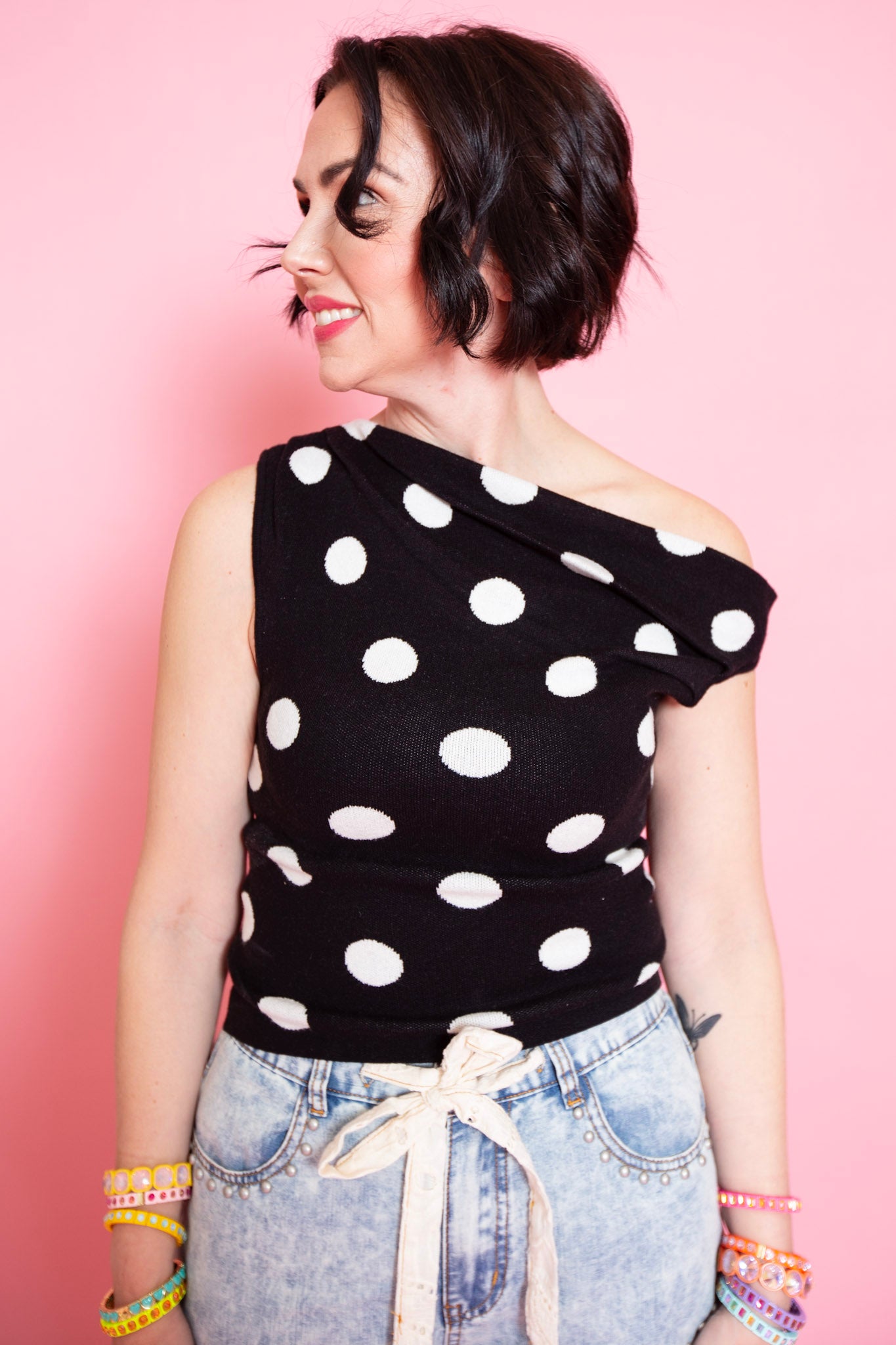 Polka Dot Side Note Sweater Top