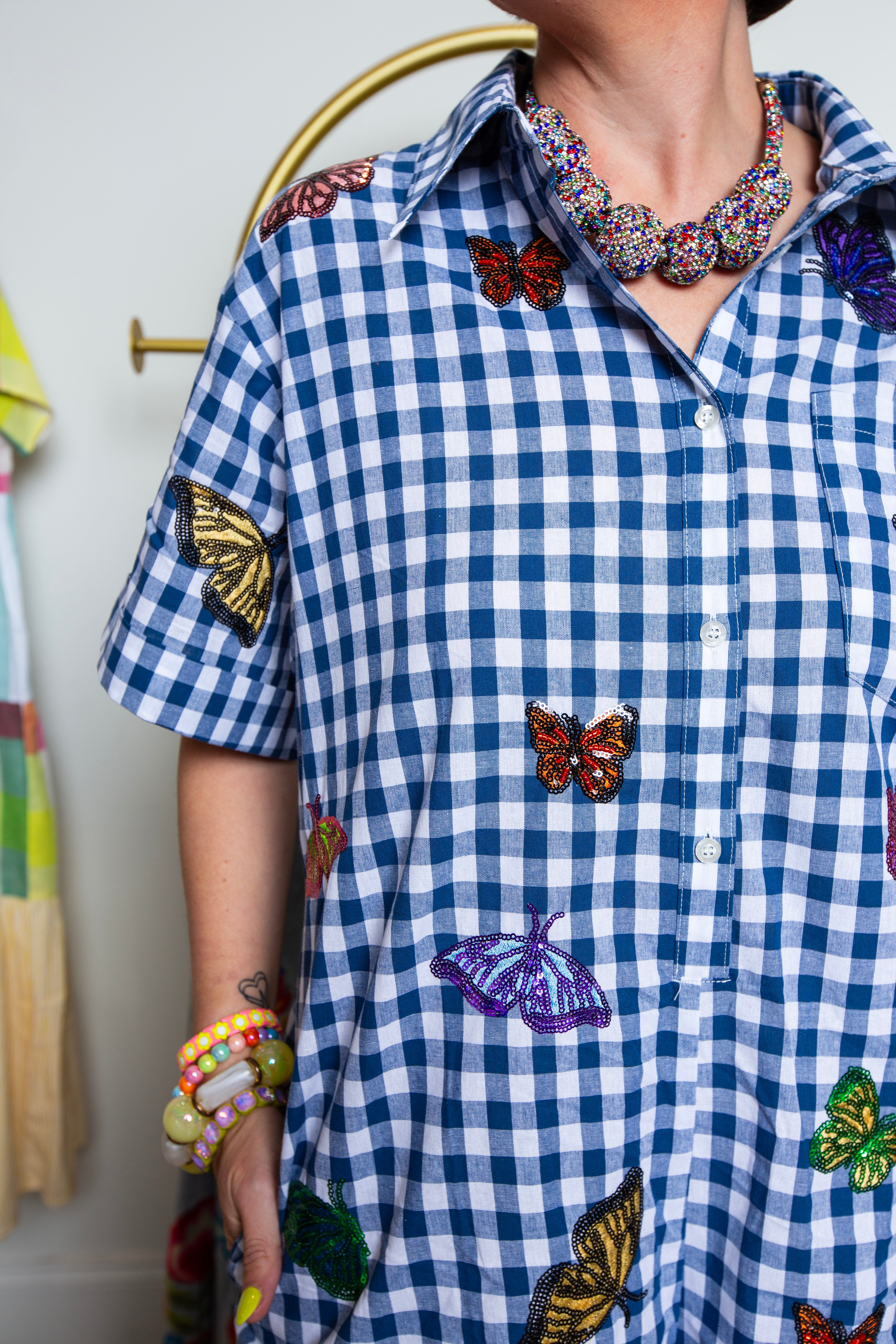 Queen Of Sparkles | Butterfly Gingham Romper