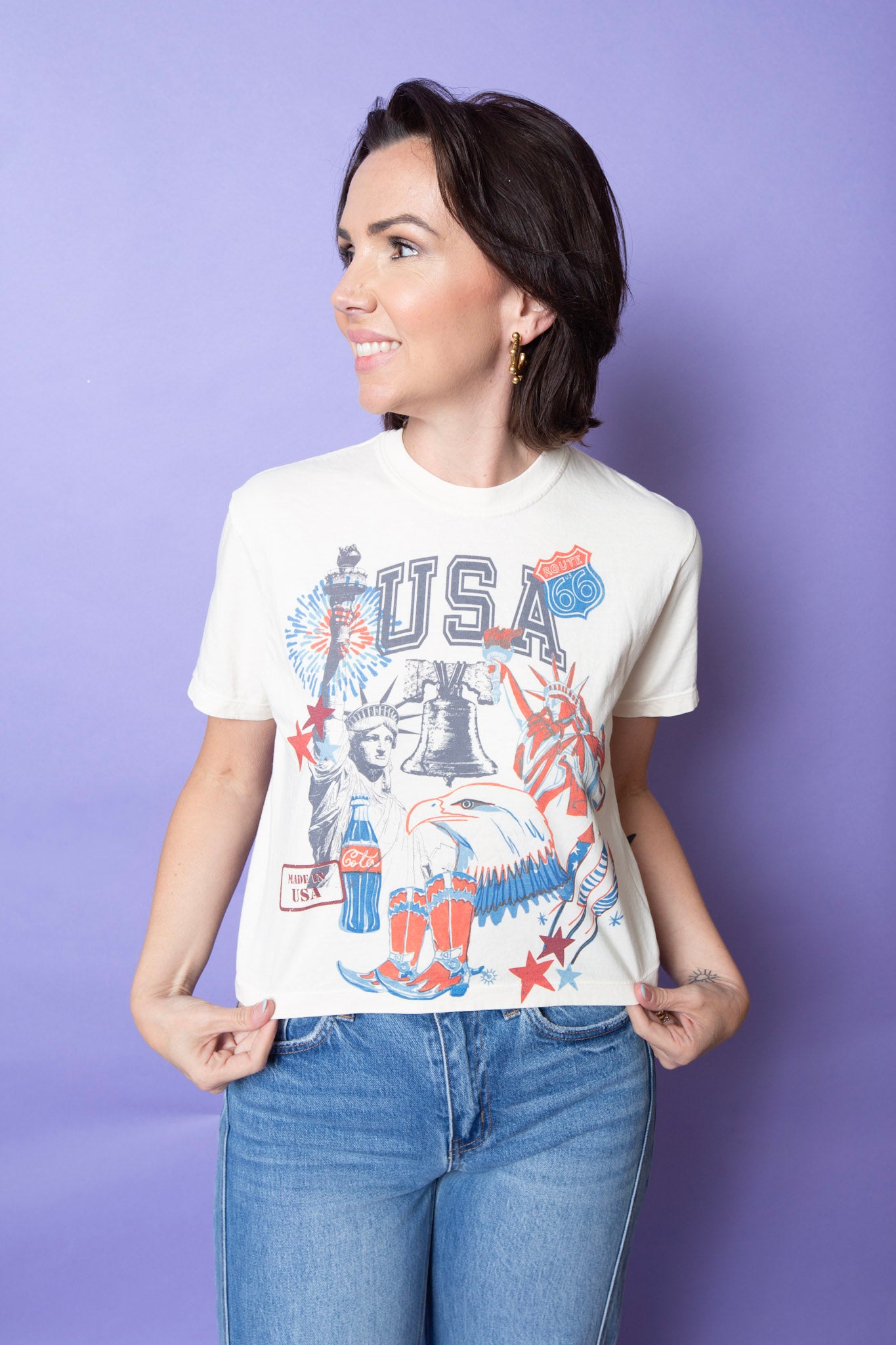 USA Icon Mom Crop Tee