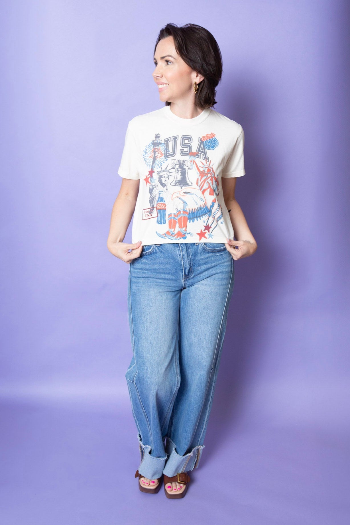 USA Icon Mom Crop Tee