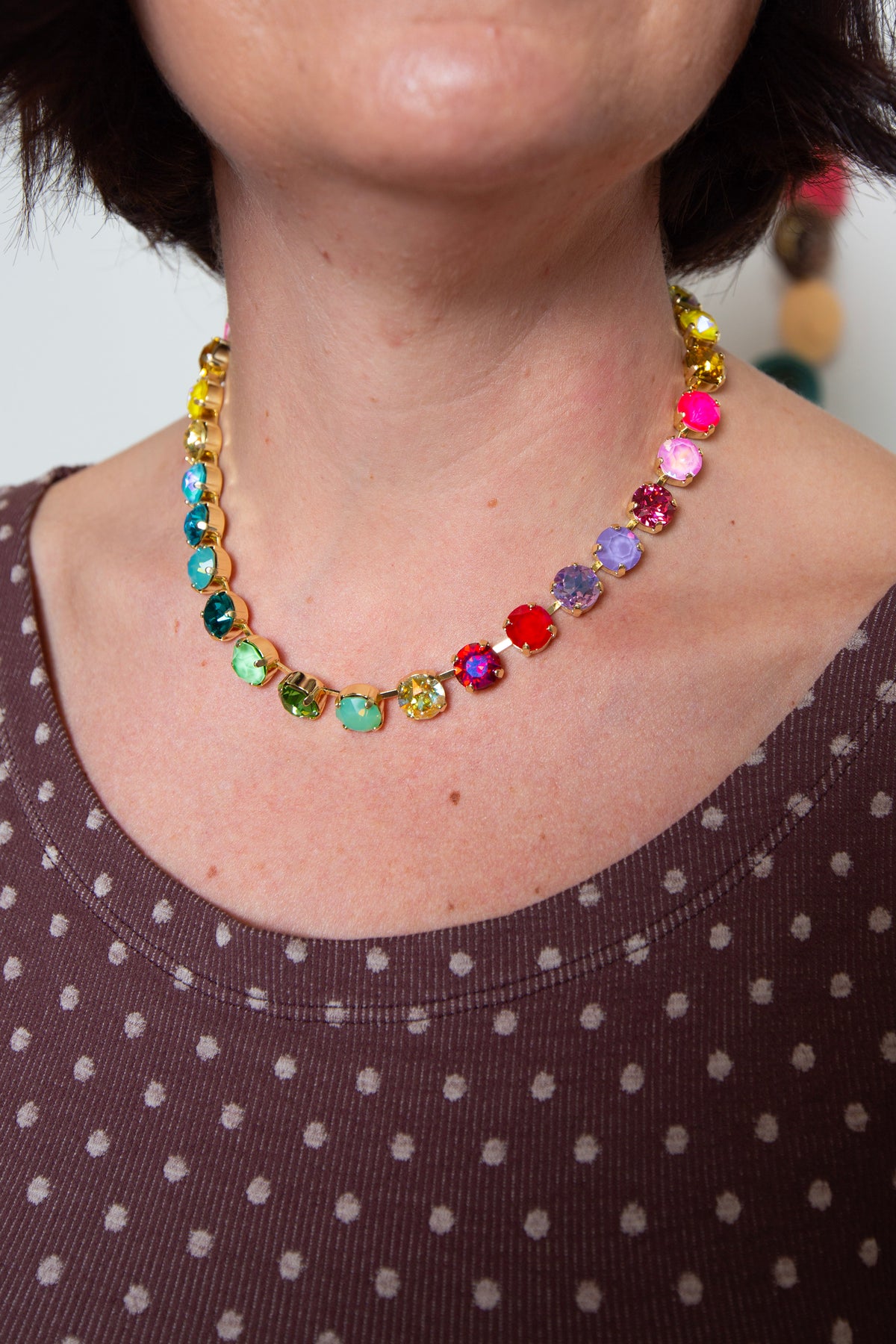 12mm Rainbow Necklace 16 inches