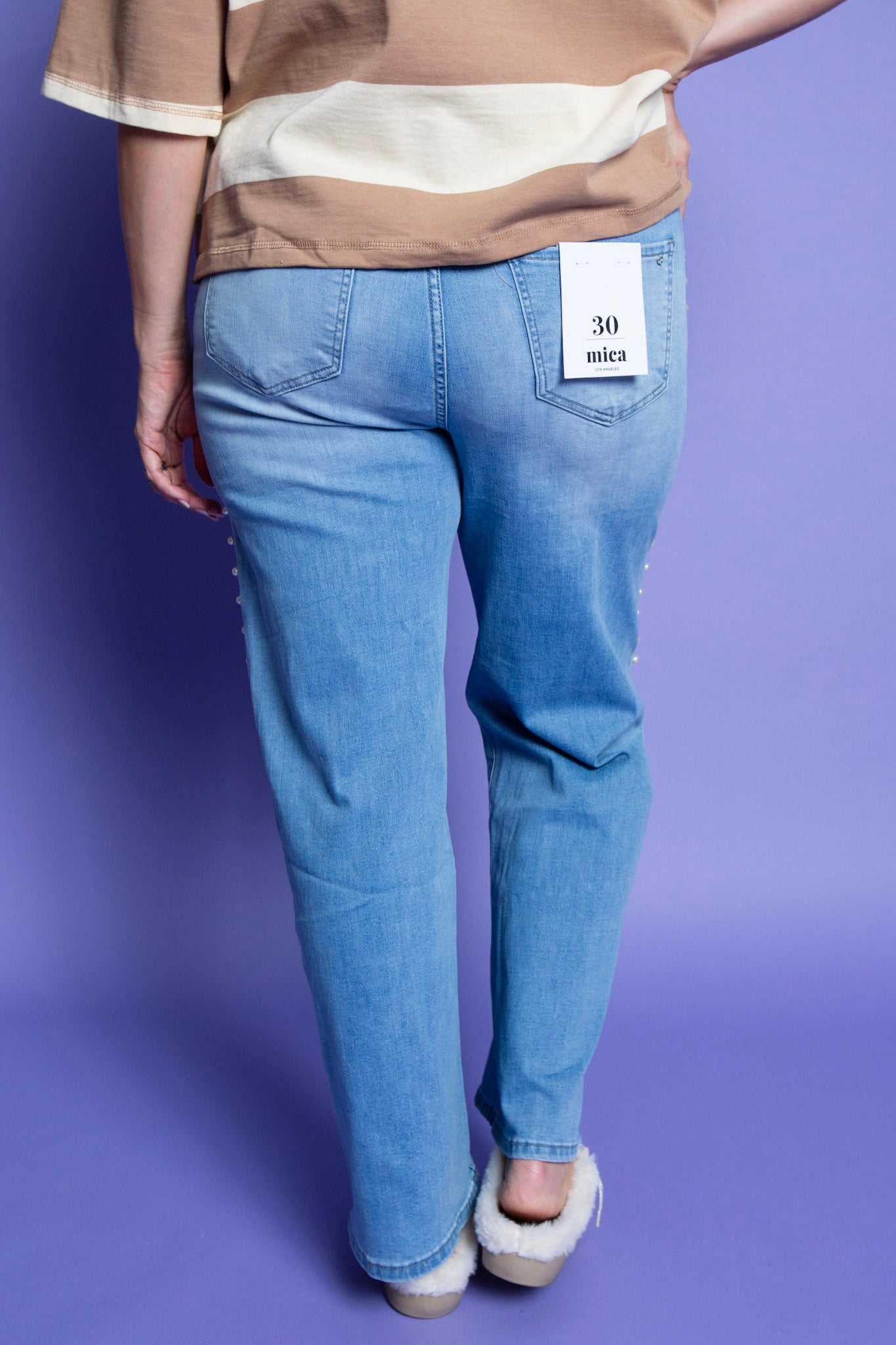 Mica Pearl Embellished Denim