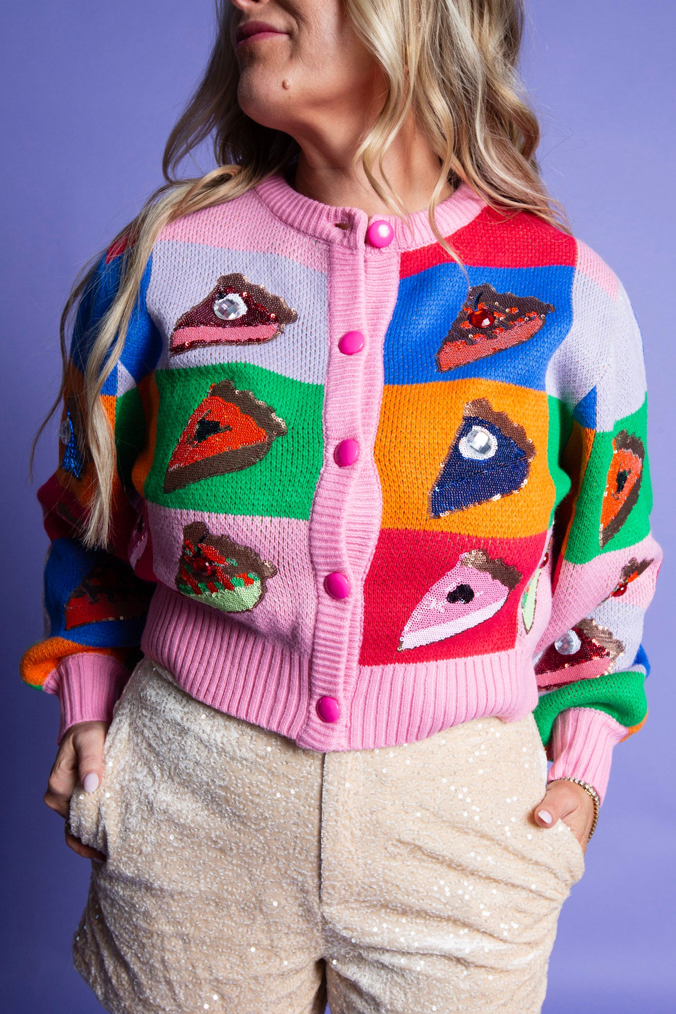 QUEEN OF SPARKLES | Color Block Pumpkin Pie Sweater