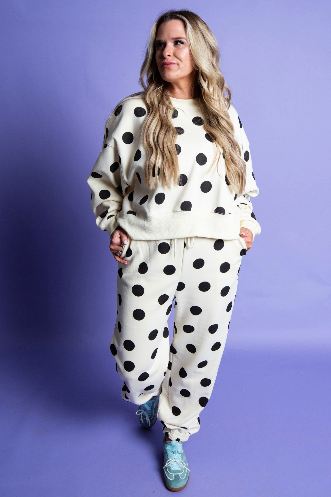 Polka Dot Crop Sweatshirt