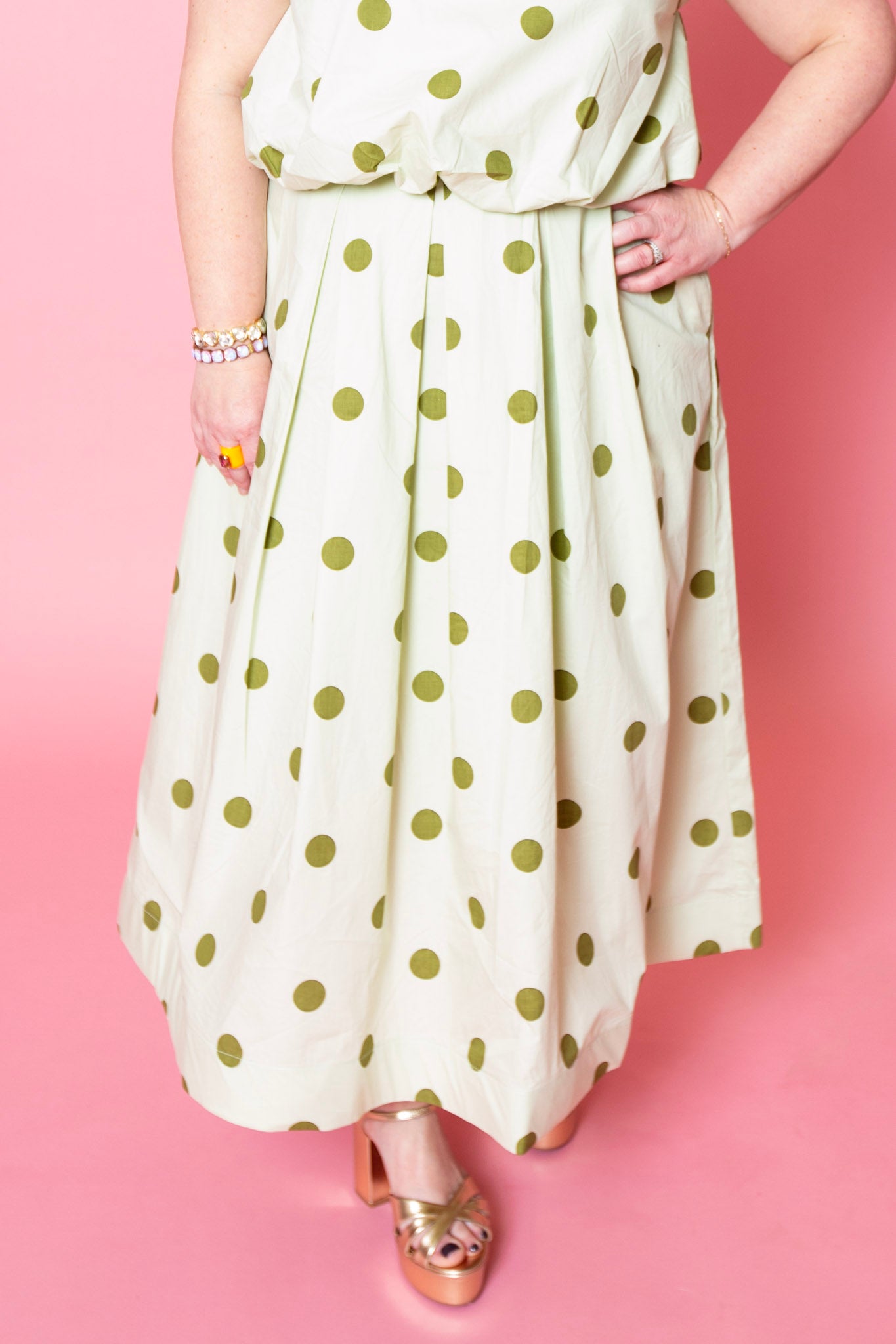 Matcha Pop Polka Dot Skirt