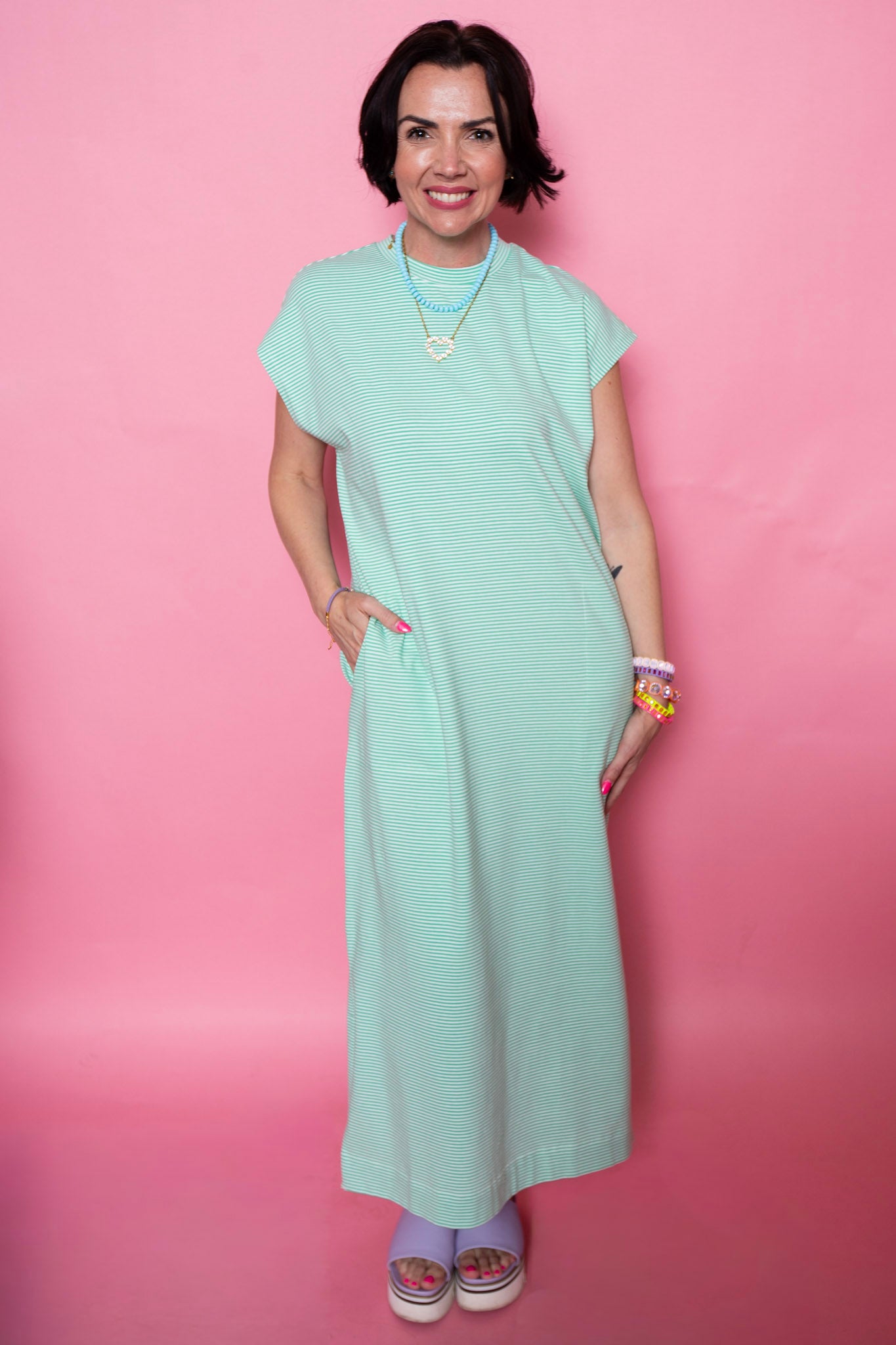 Striped Scene Midi | Mint