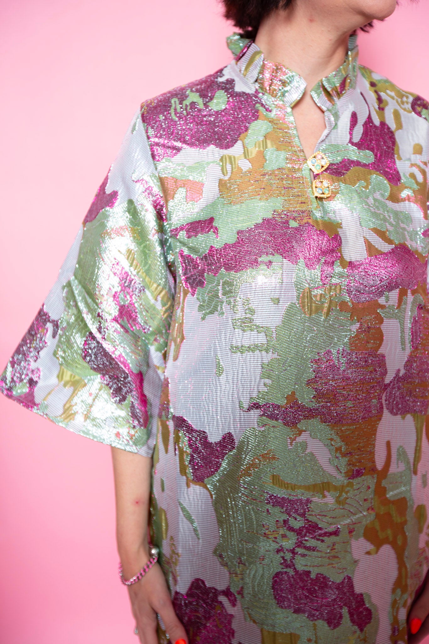 Brianna Cannon | Caftan Splash Of Spring Metallic