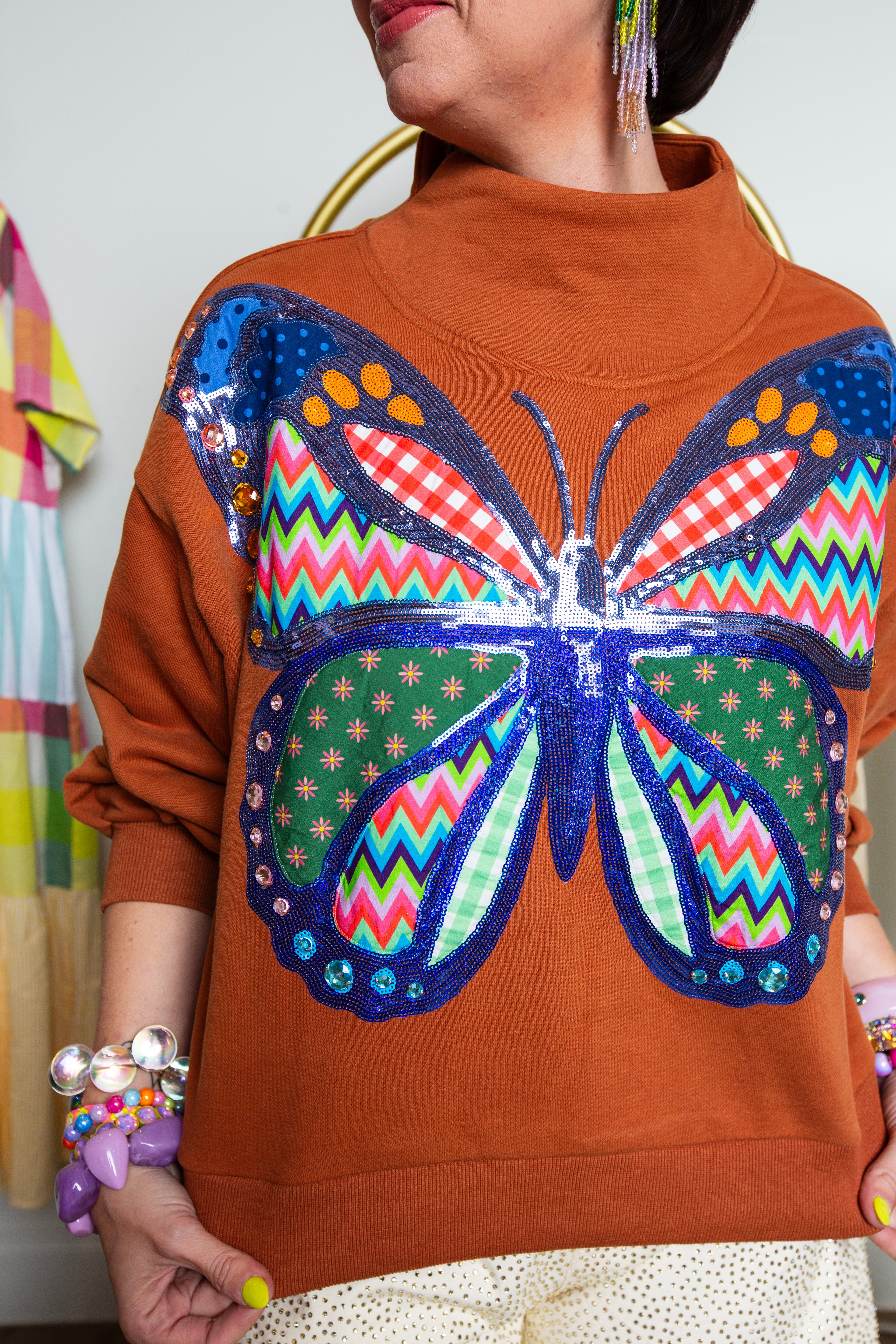 Queen Of Sparkles | Brown Patchwork Butterfly