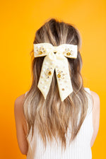 Load image into Gallery viewer, Brianna Cannon | Yellow Shimmer Daisy Bow Barrette
