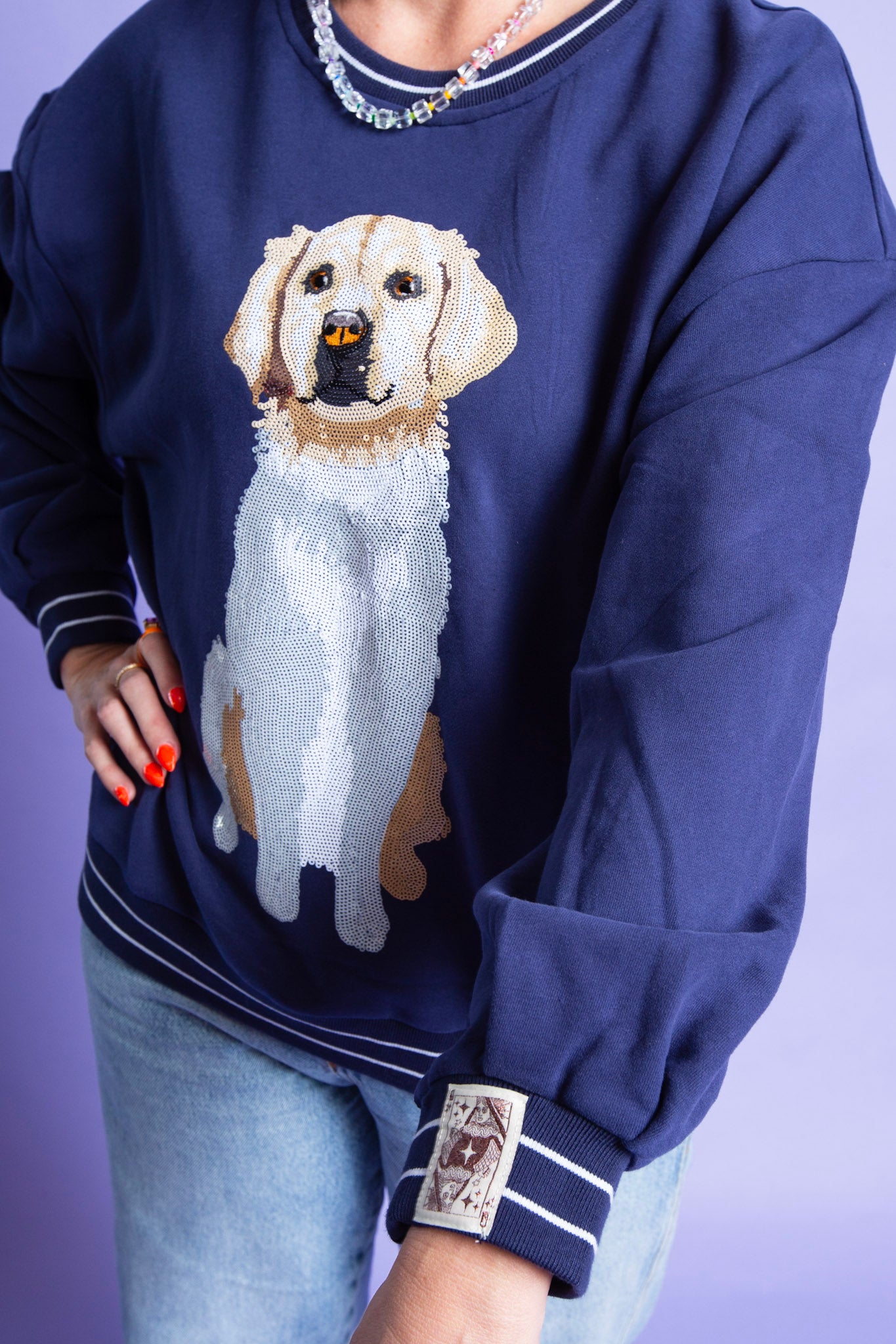 Queen of Sparkles | Navy Golden Retriever Sweatshirt
