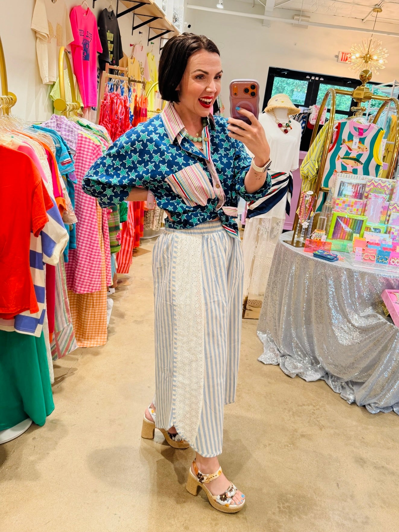 Floral Side Eye-Let Pant
