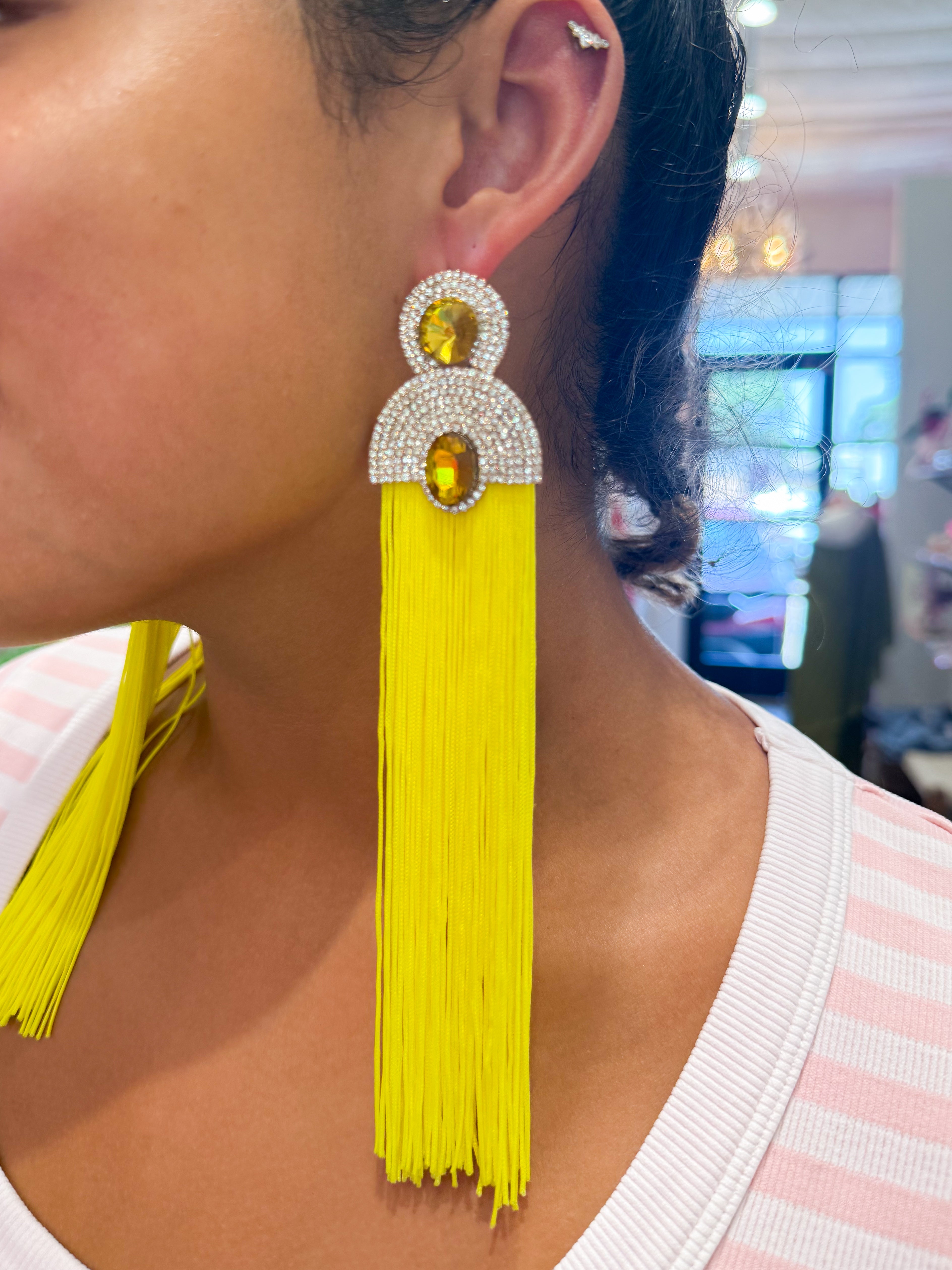 Yellow Fringe Sensation Earring