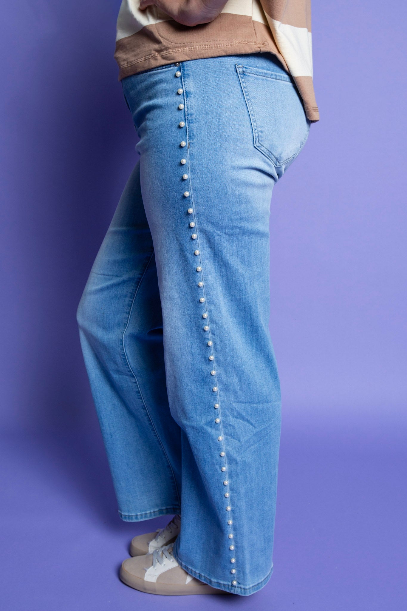 Mica Pearl Embellished Denim