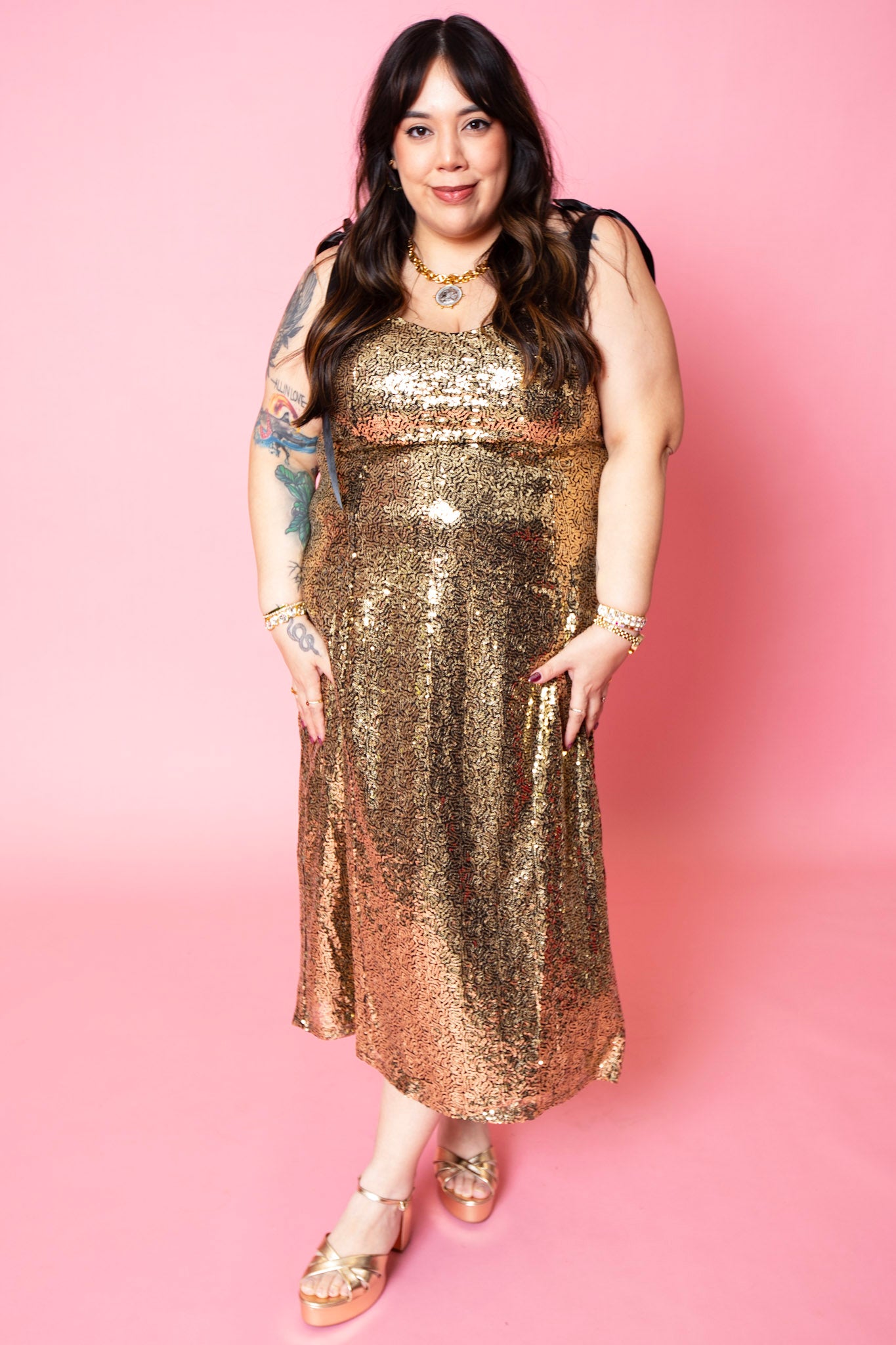 slim fit dress slacks Zapaka Women Sparkly Plus Size Gold Long Prom Dress Mermaid Spaghetti Straps Sequined Embroidery Evening Dress with Slit, Golden / 3XL