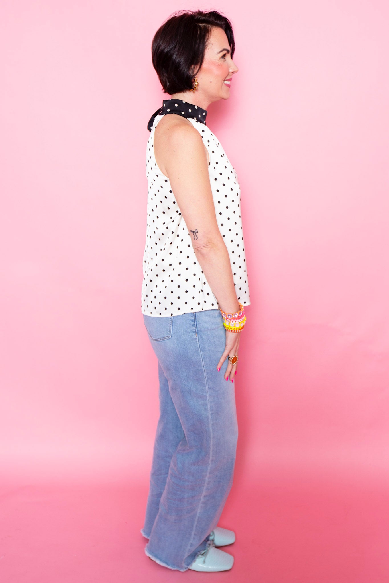 Contrast Dots Halter Top