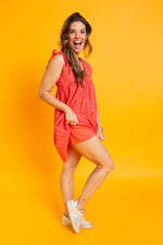 Load image into Gallery viewer, Coral Rose Romper Dress
