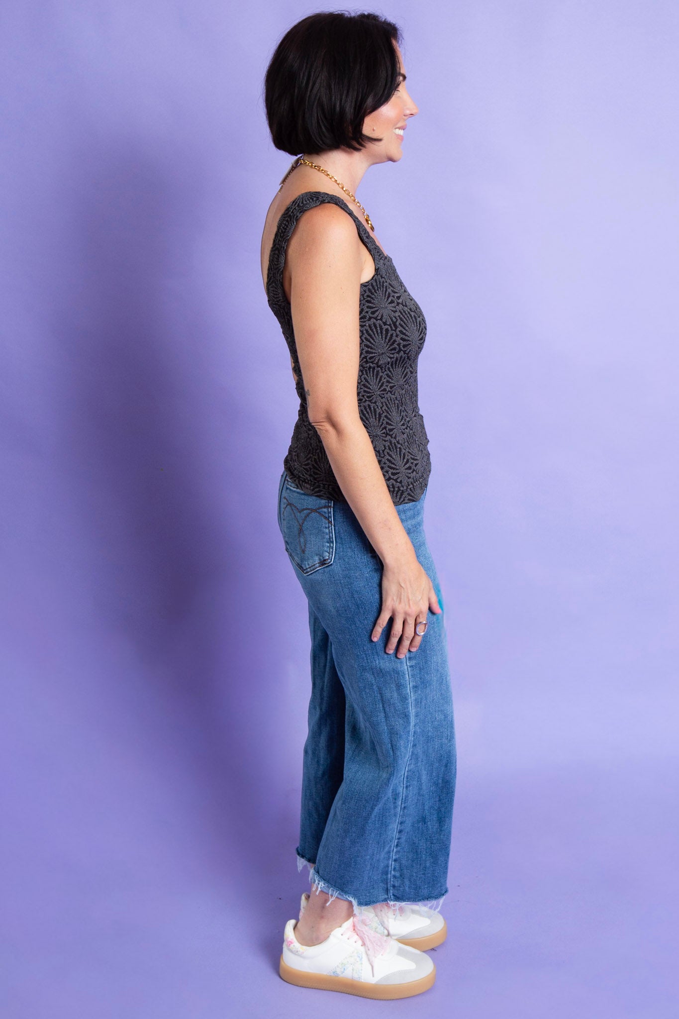 Super Stretch Krinkle Tank | Black