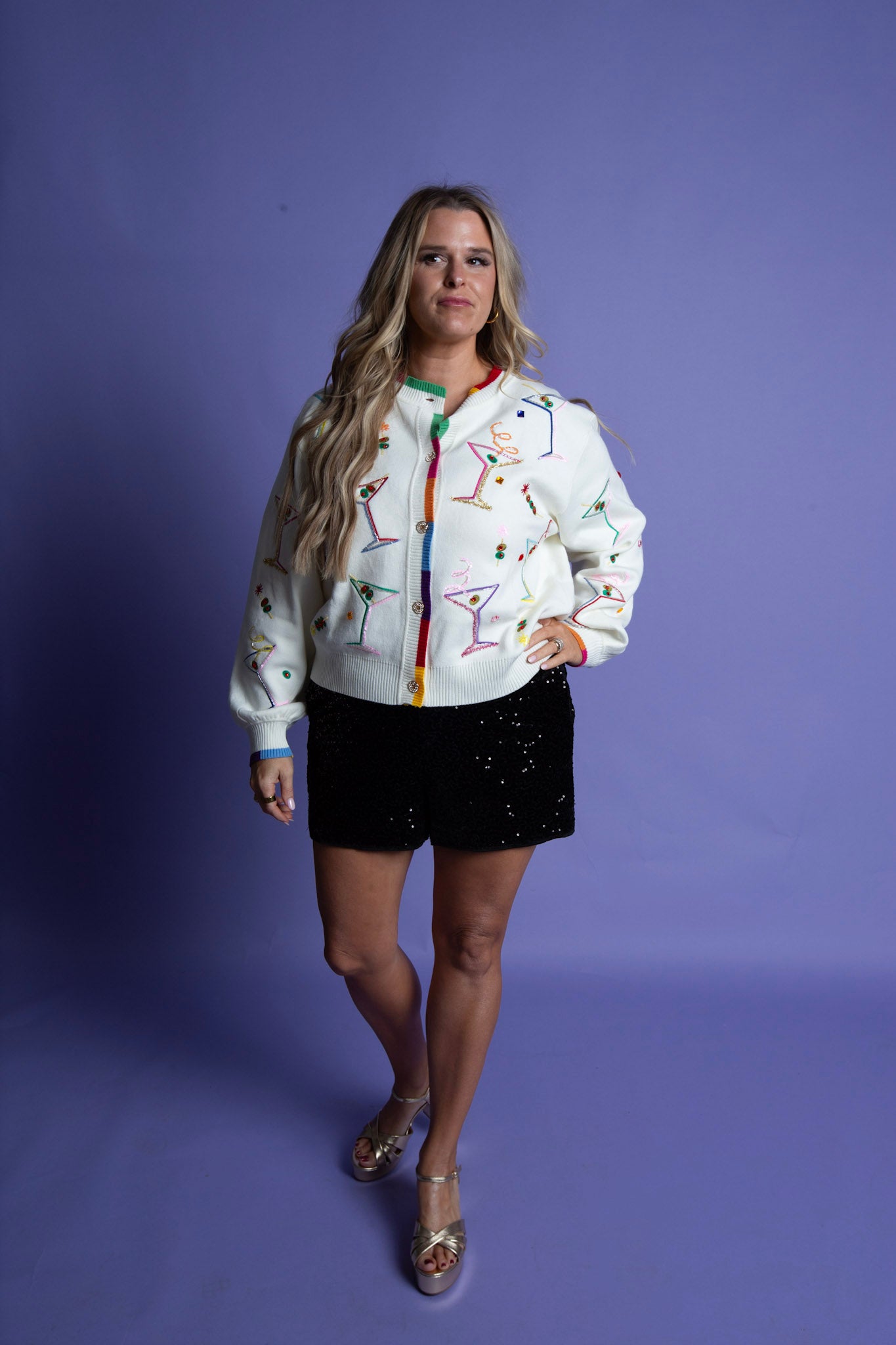 Queen of Sparkles | Cosmo & Martini Button Up Cardigan