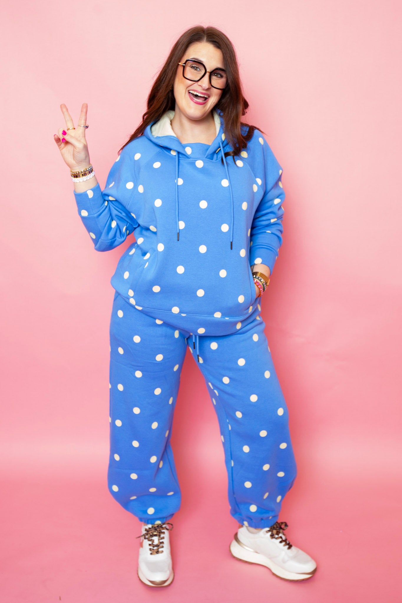 Blue Butter Polka Dot Sweatsuit Set