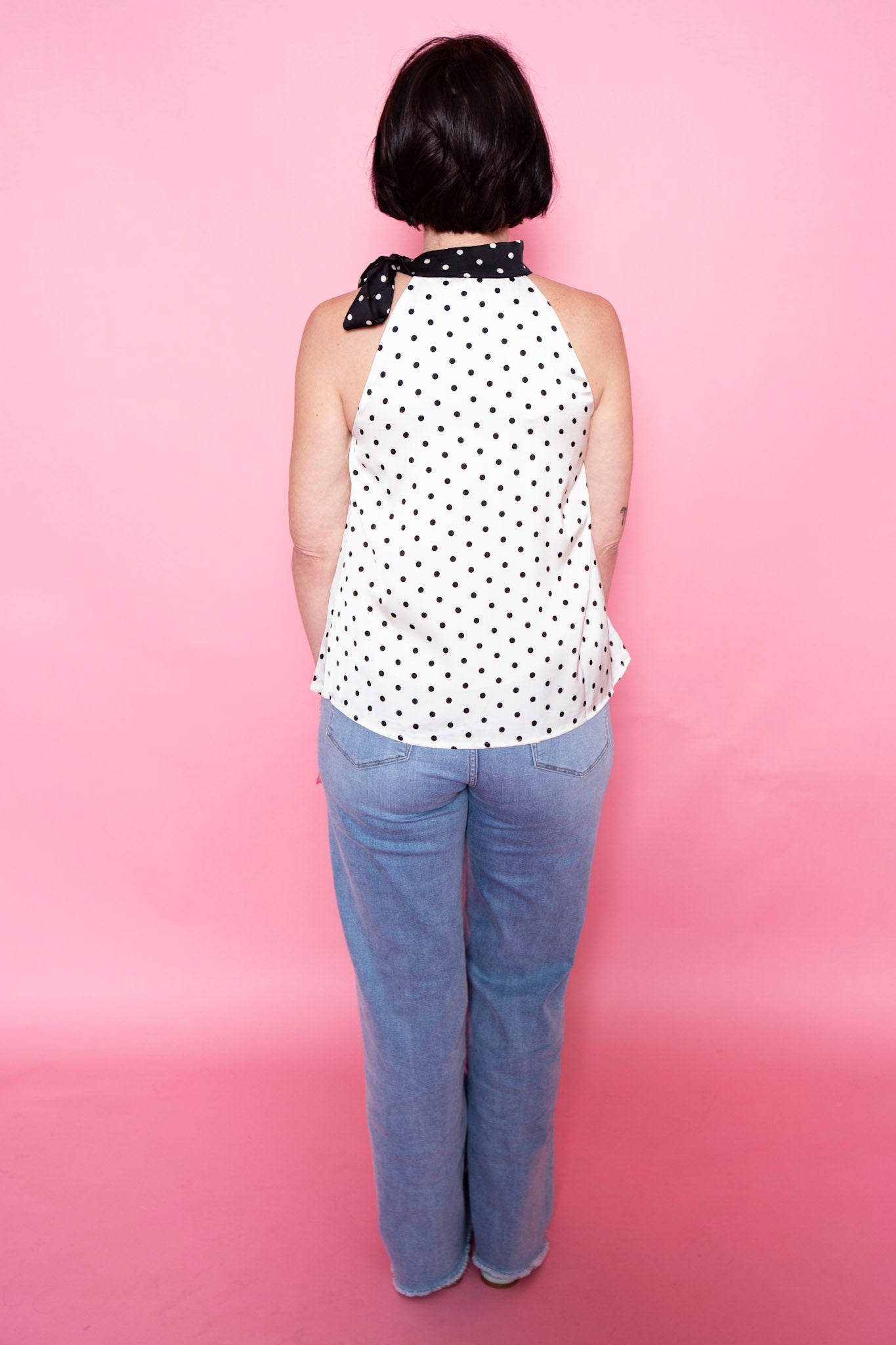 Contrast Dots Halter Top