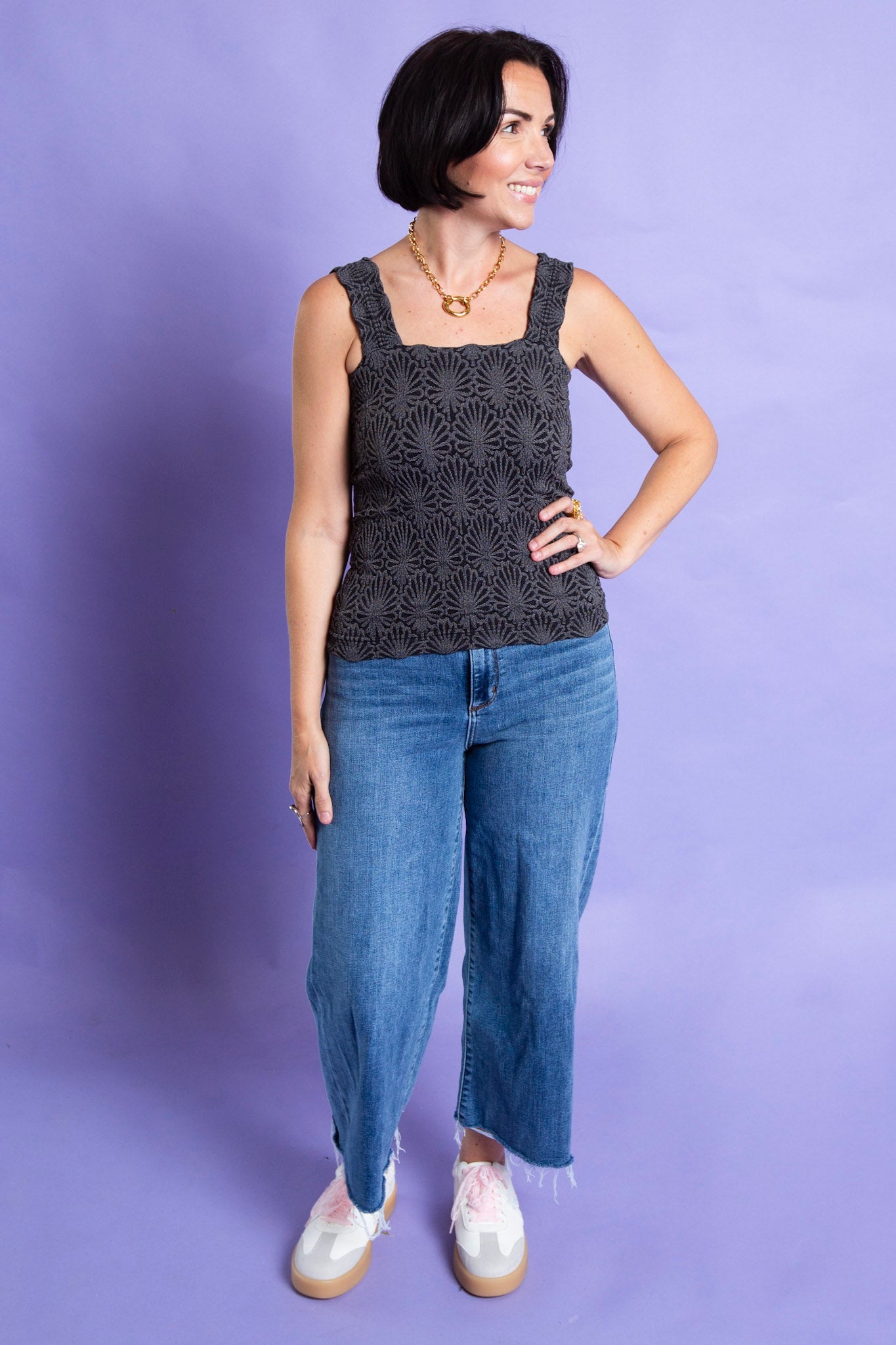 Super Stretch Krinkle Tank | Black