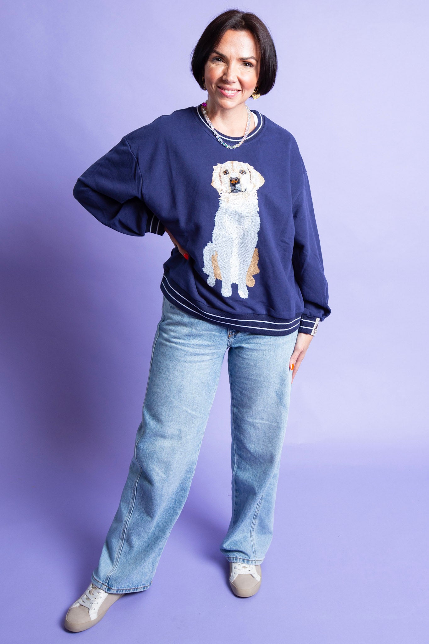 Queen of Sparkles | Navy Golden Retriever Sweatshirt