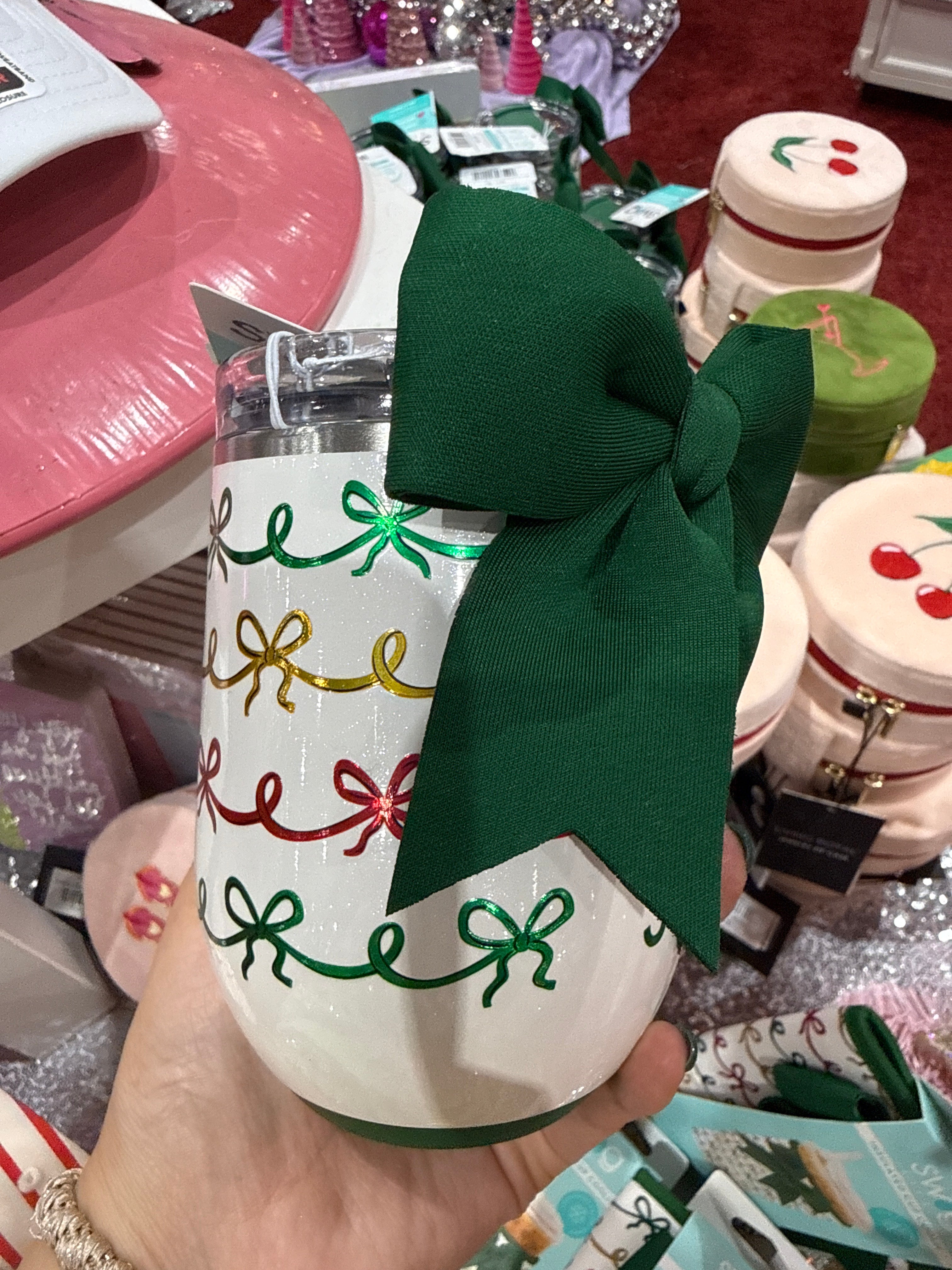 SWIG | Stemless Wine 12oz | Christmas Bows