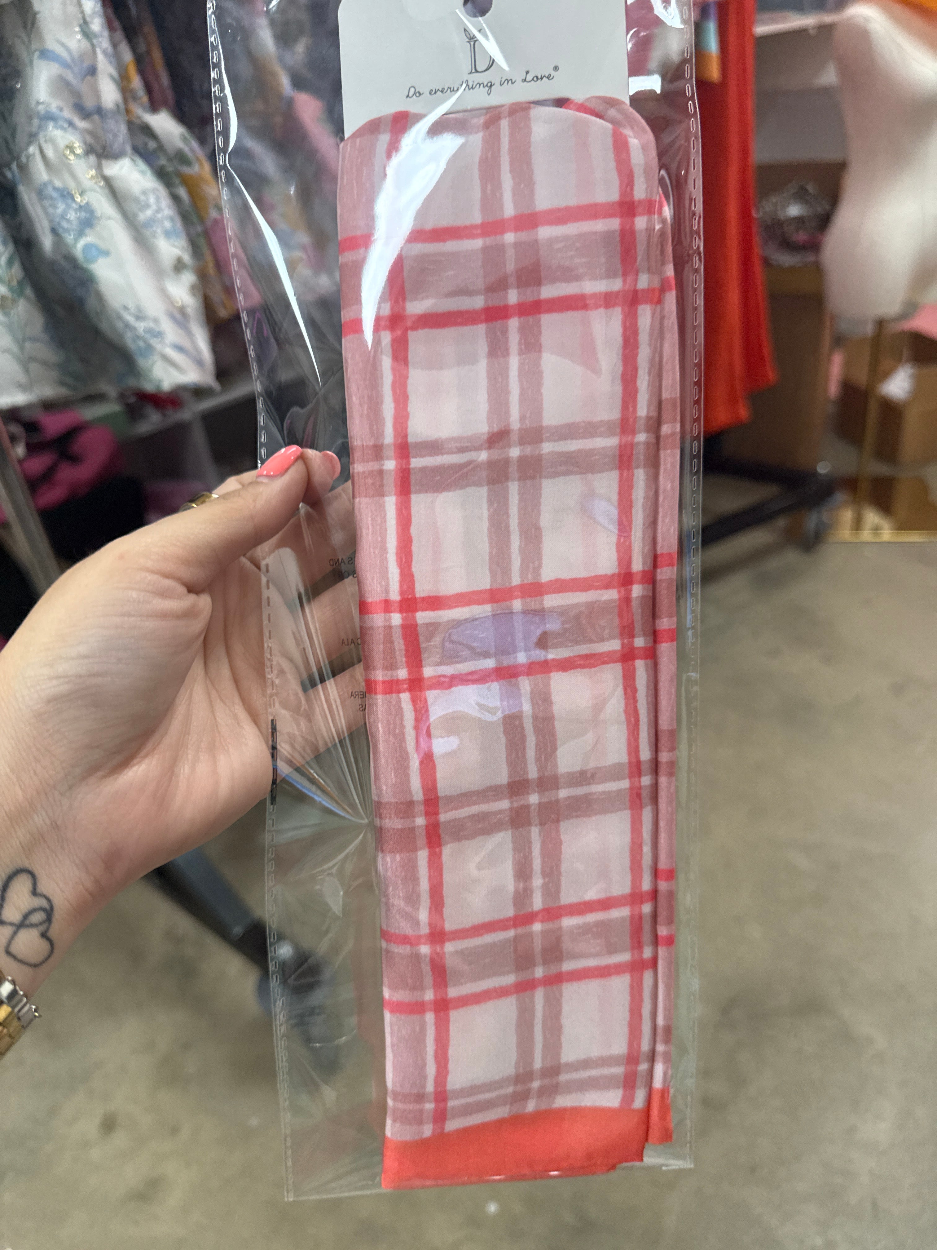 Pink Plaid Scarf