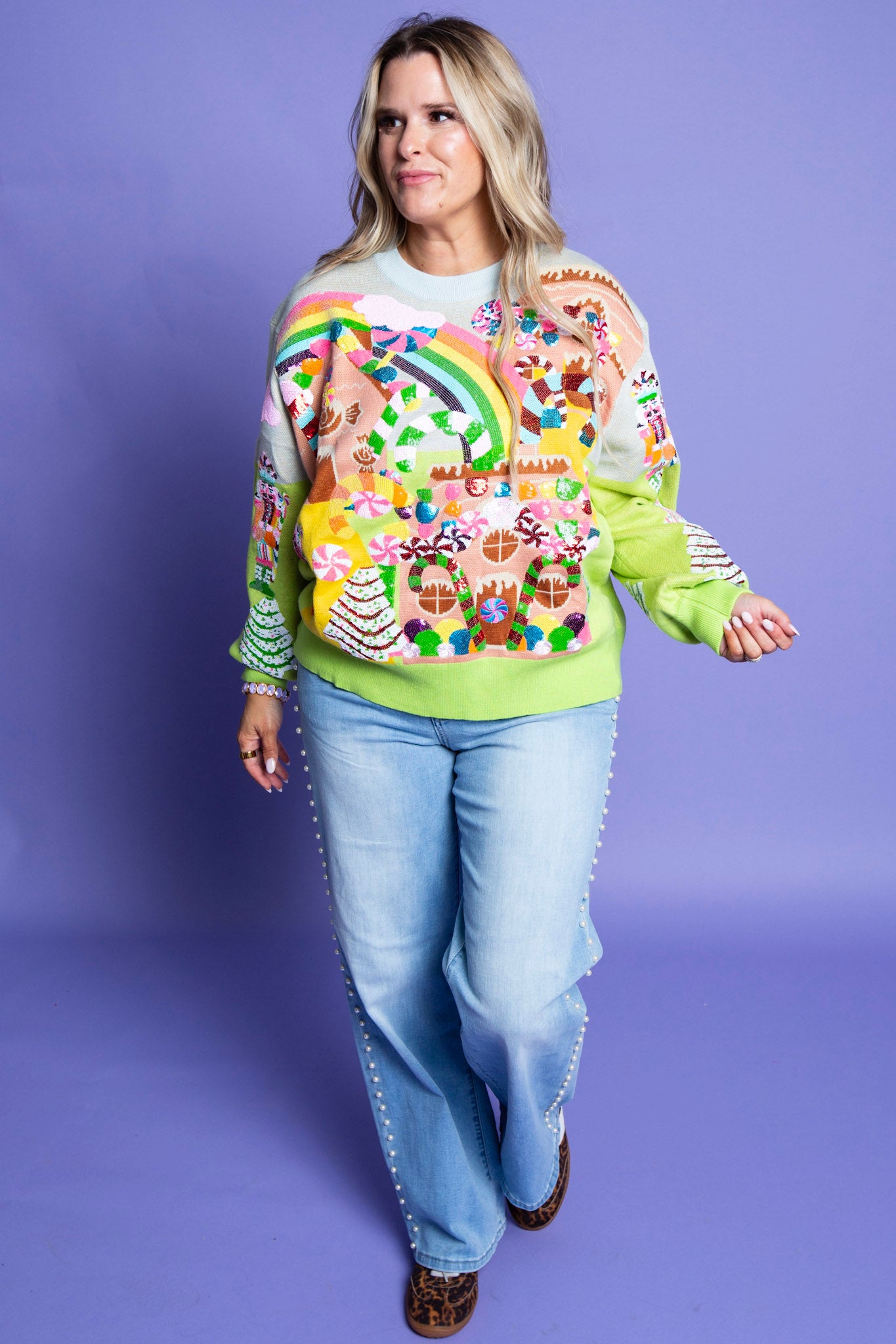 QUEEN OF SPARKLES | Multi Christmas Candyland Sweater