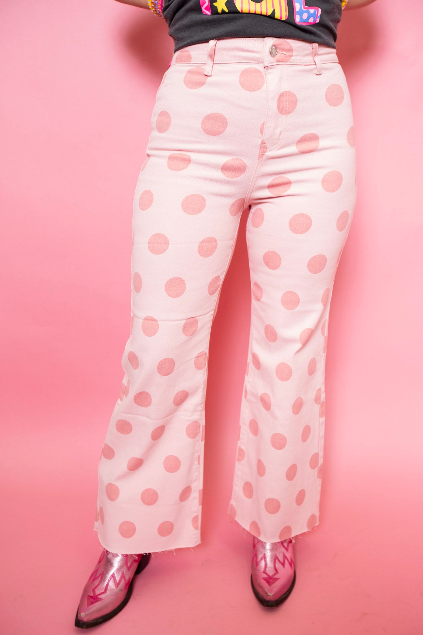 Big Polka Dot Blush Denim Pants