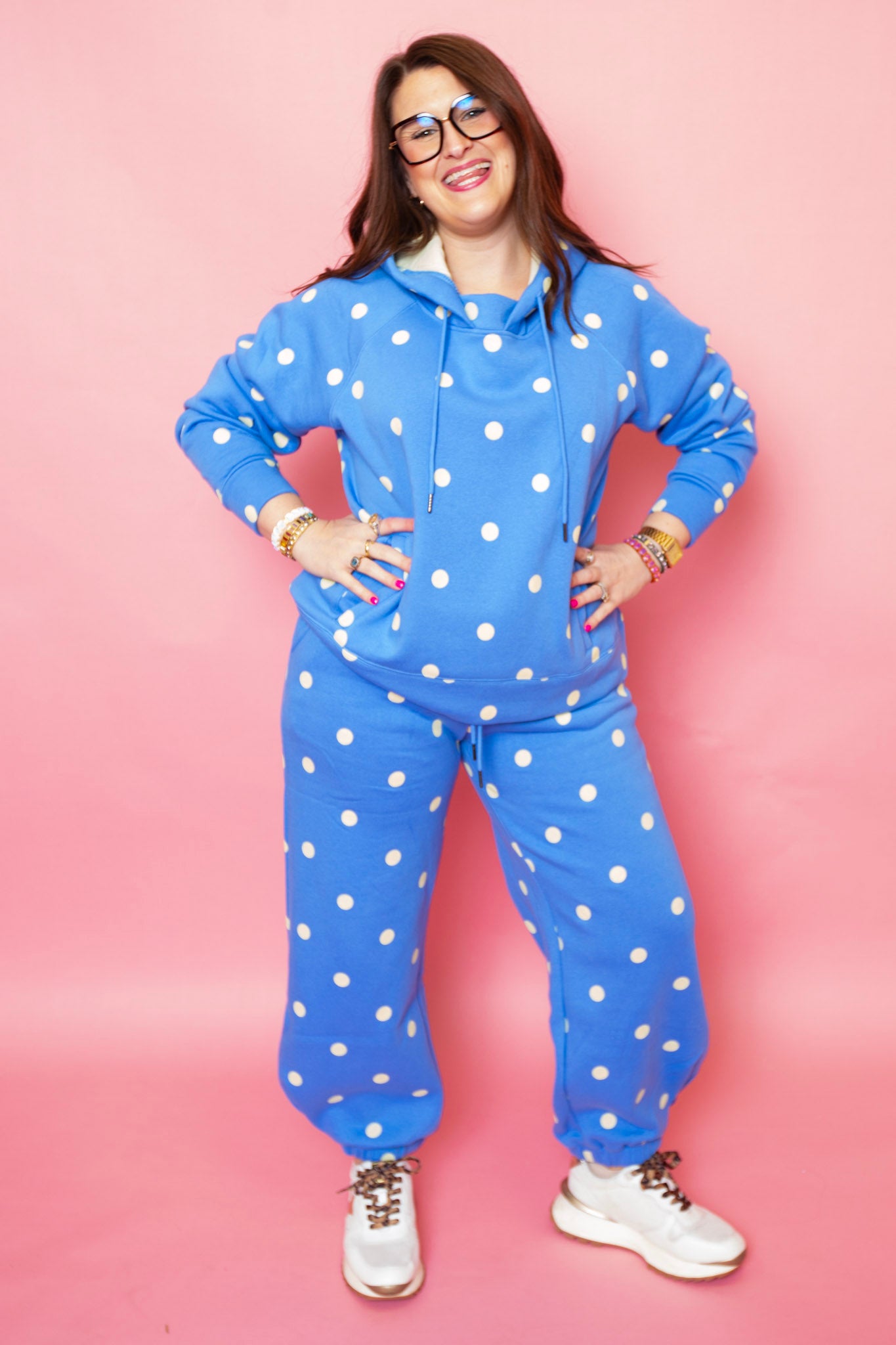 Blue Butter Polka Dot Sweatsuit Set