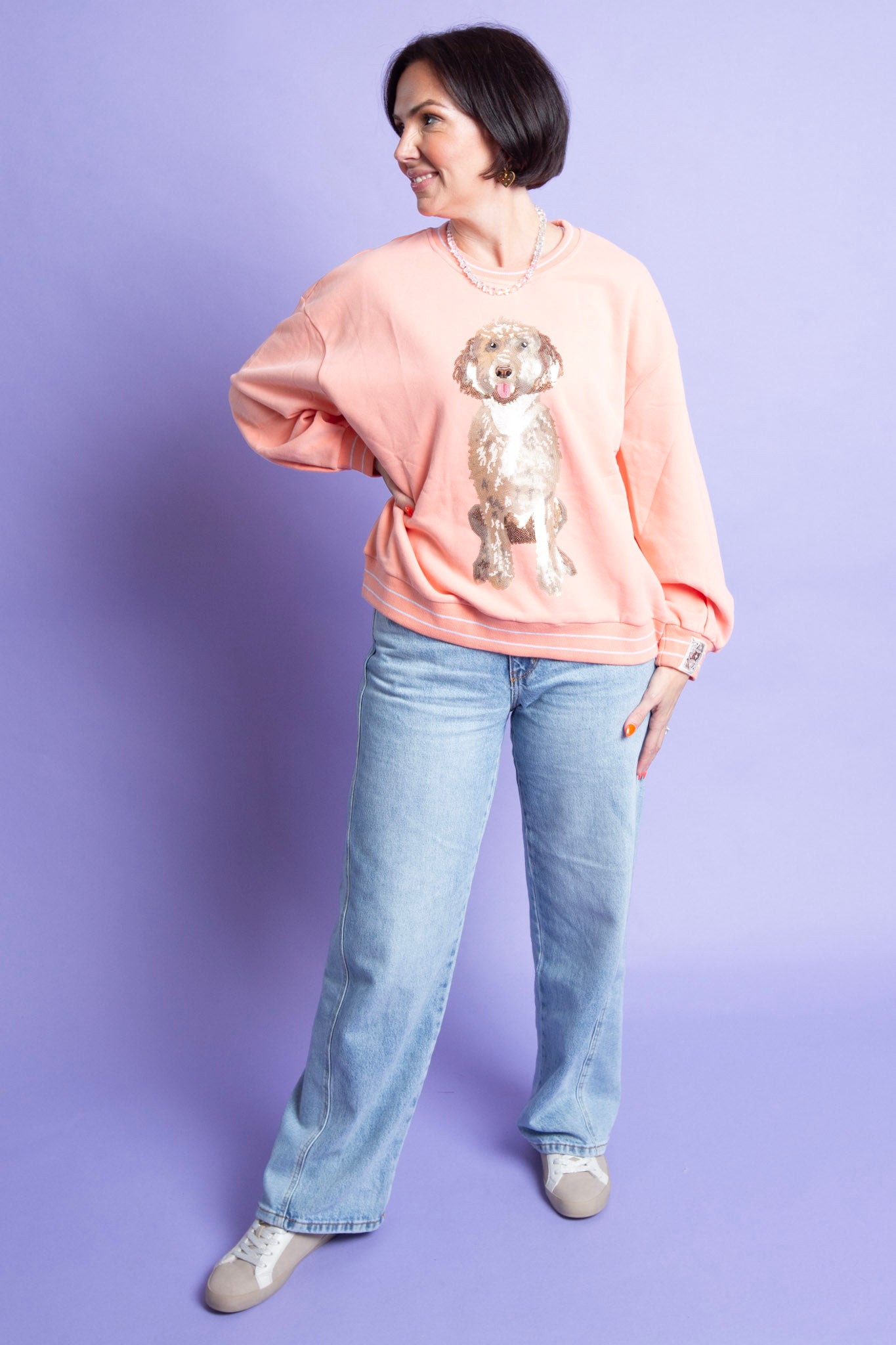 Queen of Sparkles | Peach Doodle Sweatshirt