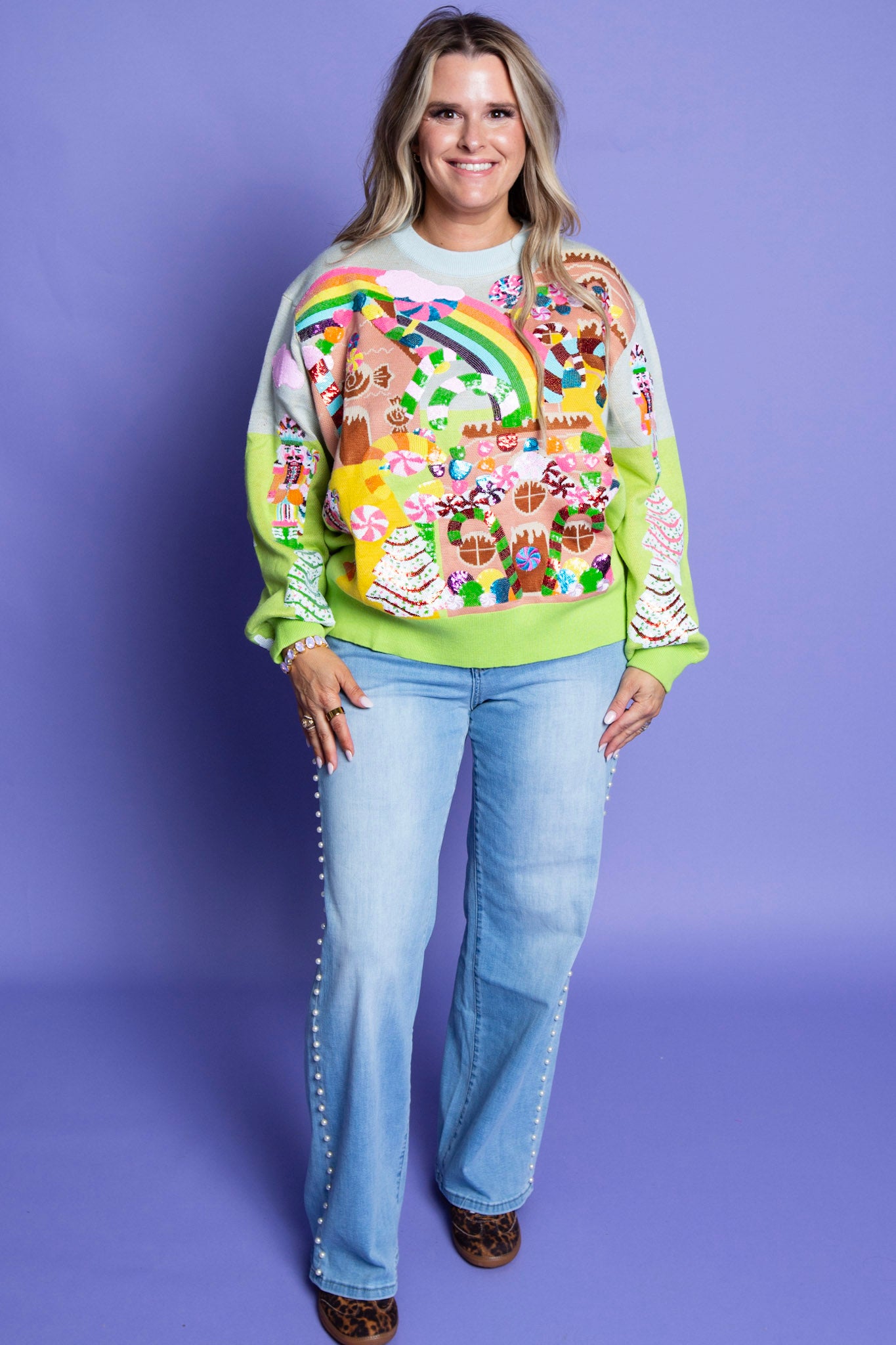 QUEEN OF SPARKLES | Multi Christmas Candyland Sweater