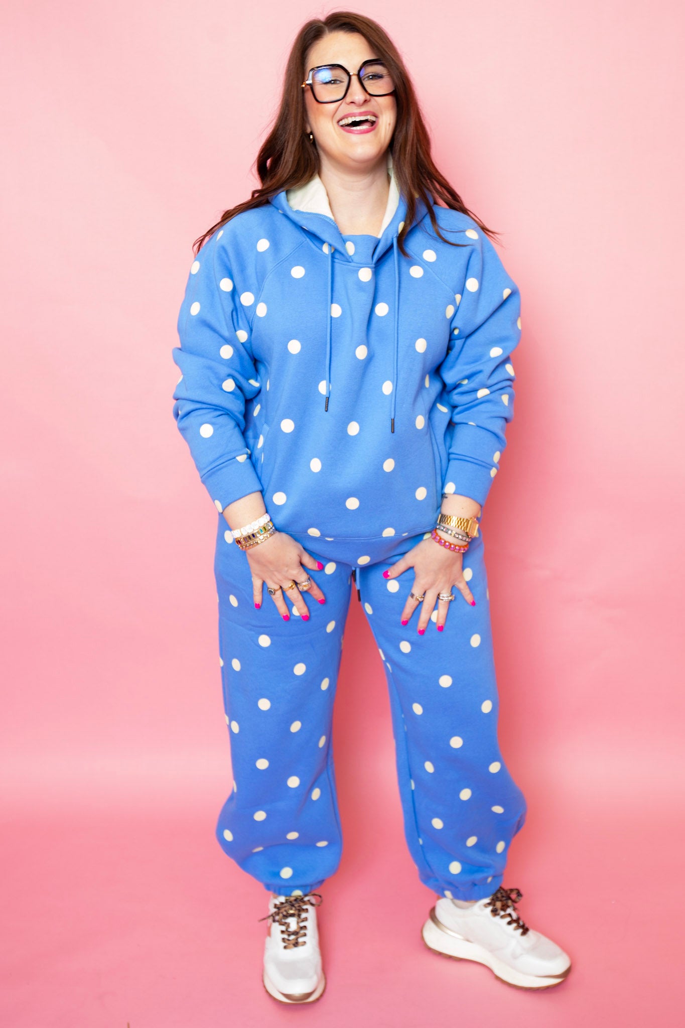 Blue Butter Polka Dot Sweatsuit Set