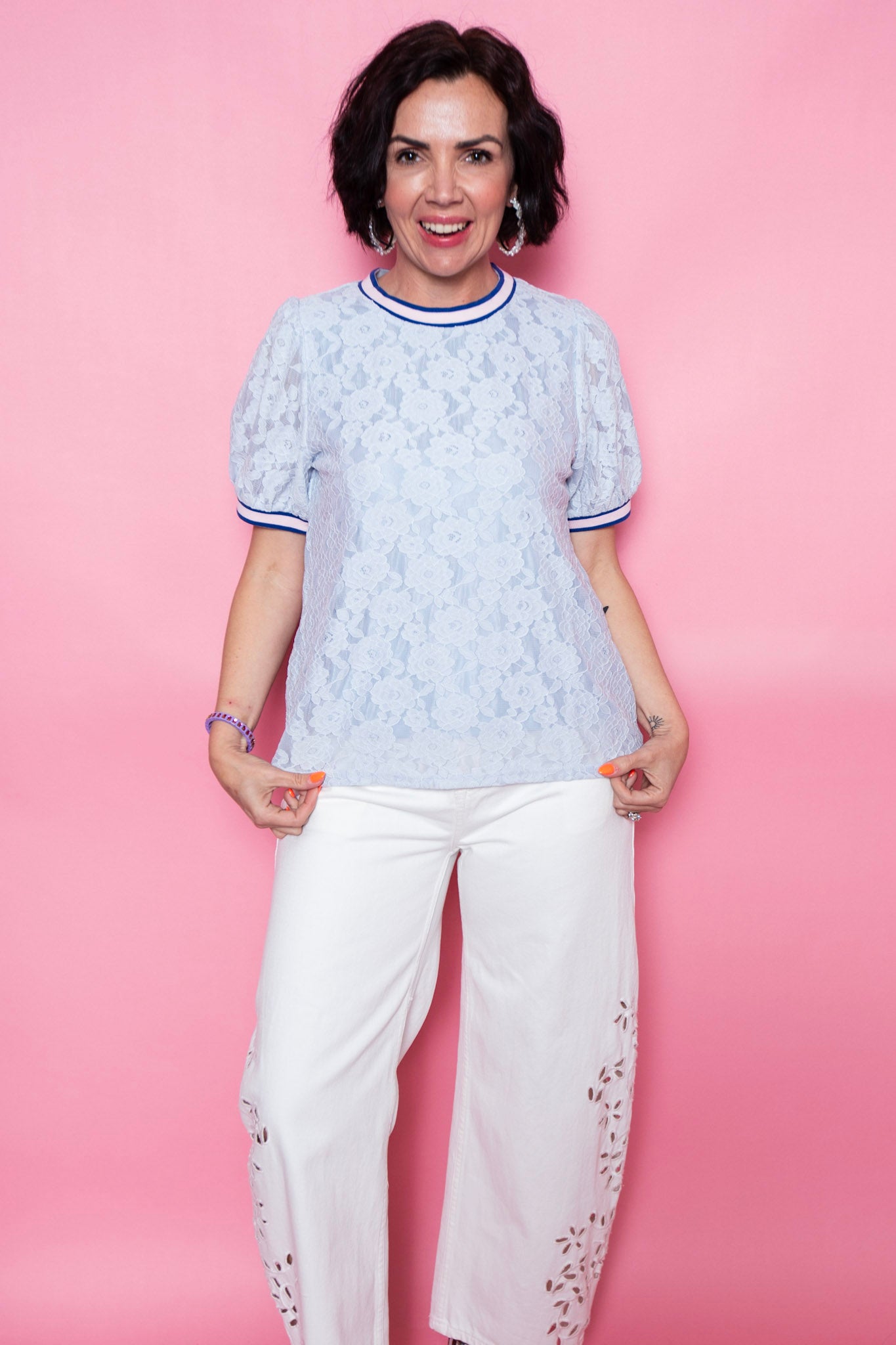 Lace & Line Top | Multiple Colors