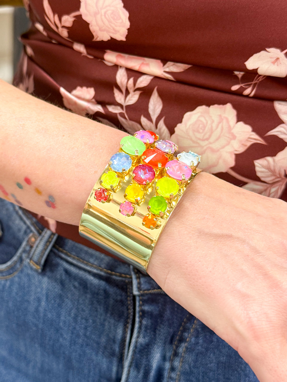 Multi Color Stone Cuff