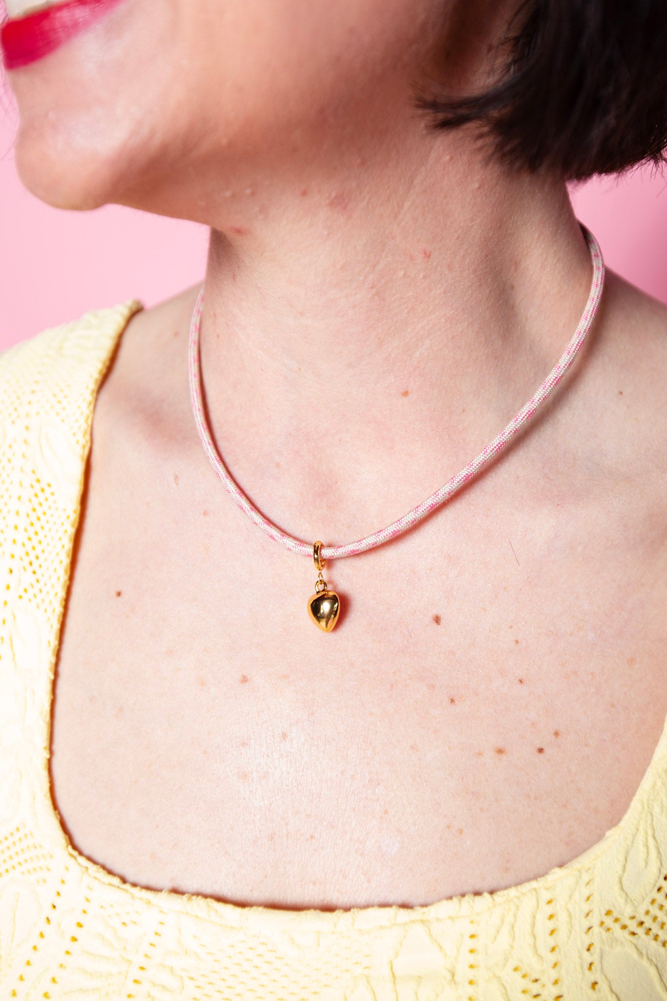 Nickel & Suede Puffy Heart Charm | Gold or Silver