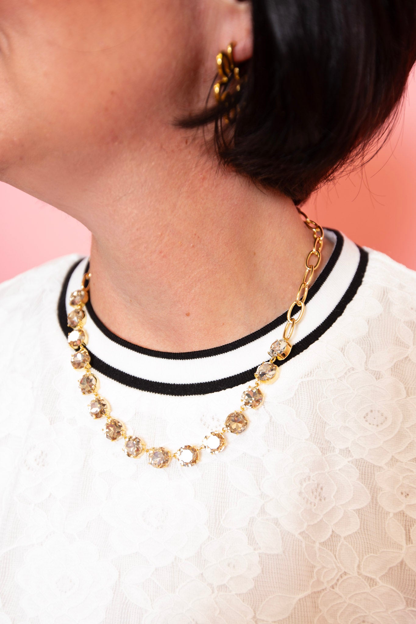 Short Clear Jewel Necklace