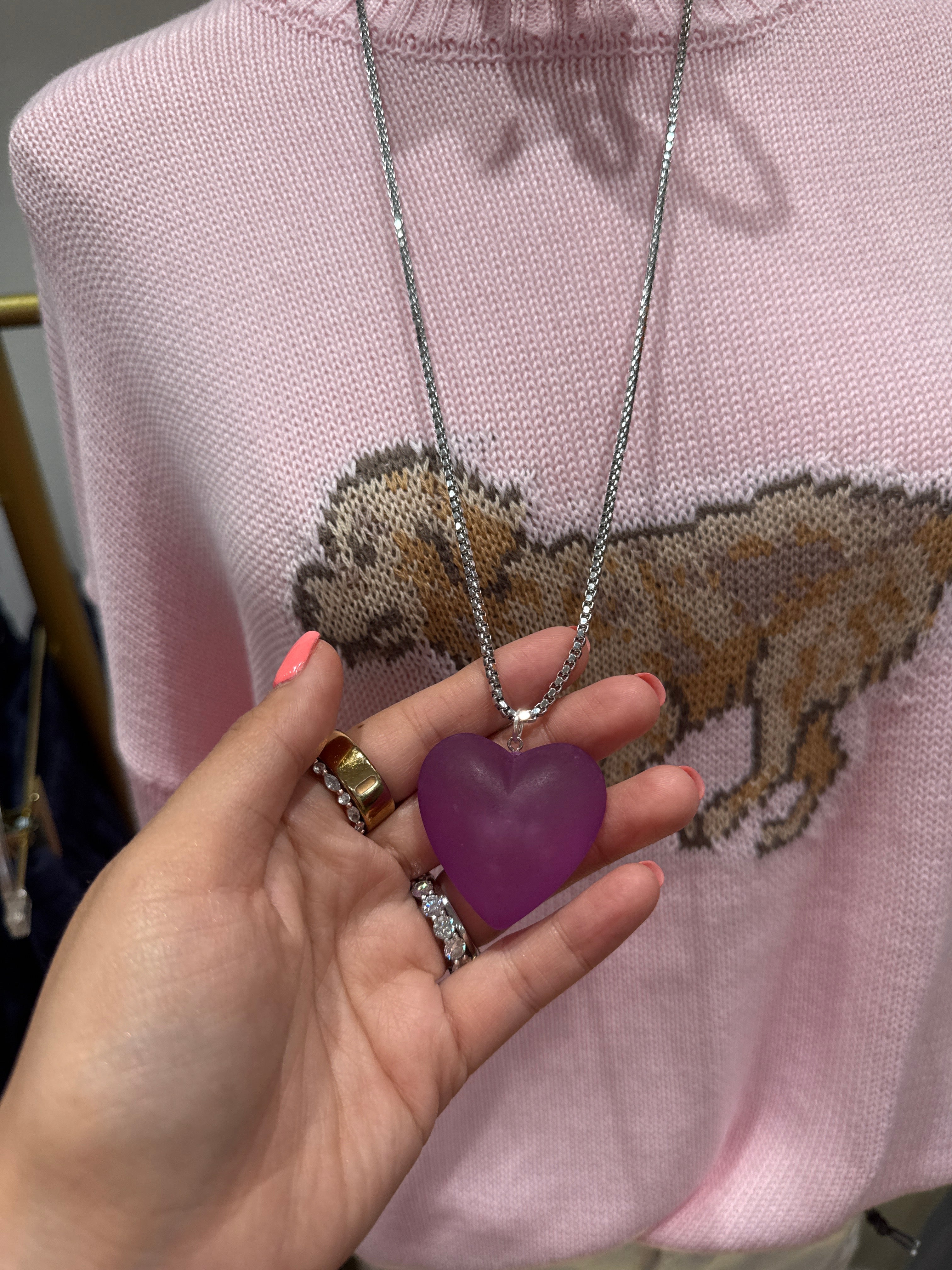 Silver Chain with Purple Heart Necklace