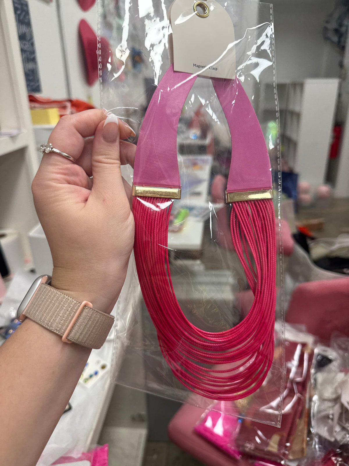Pink Cord Magnetic Necklace