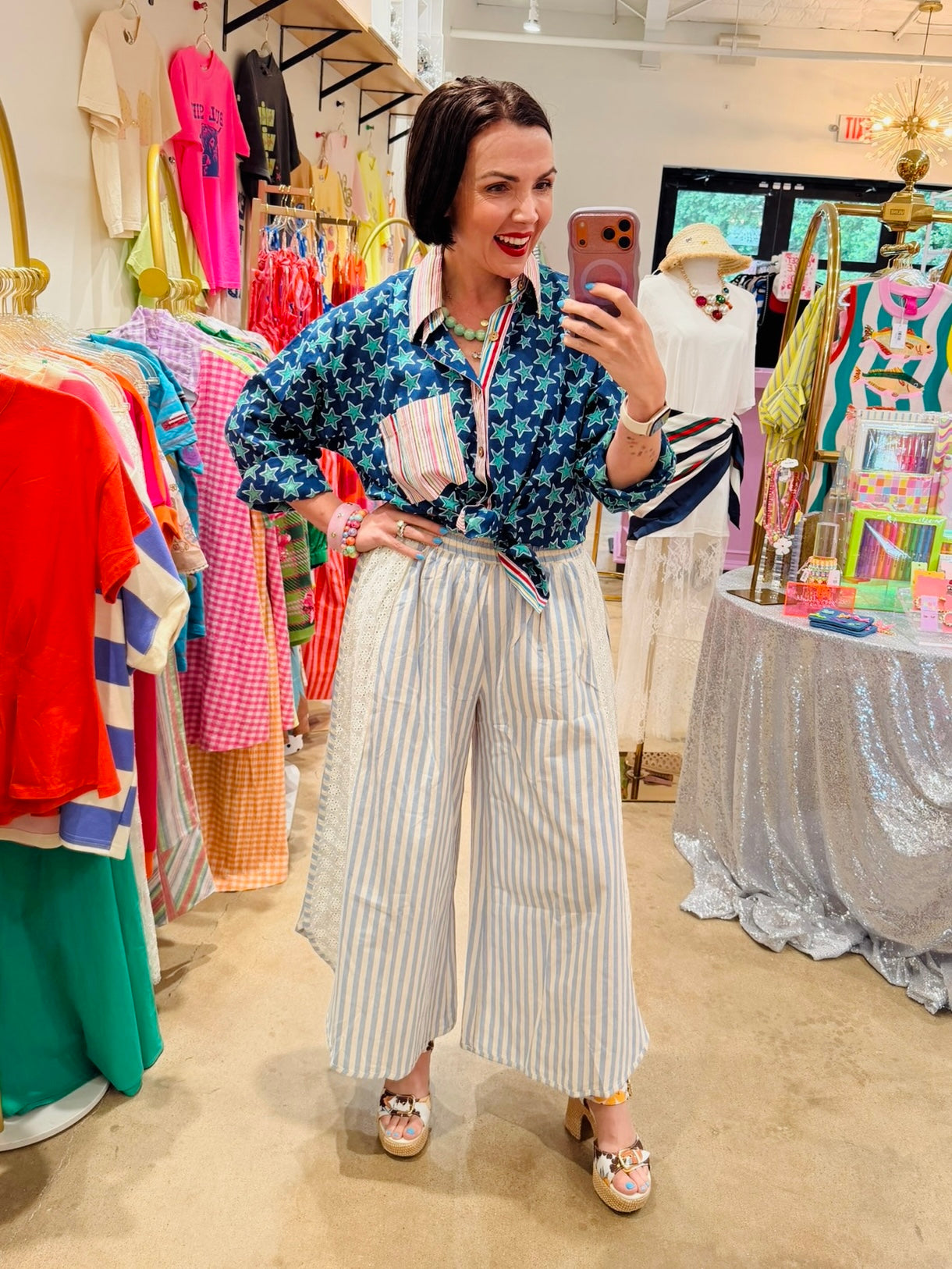 Floral Side Eye-Let Pant