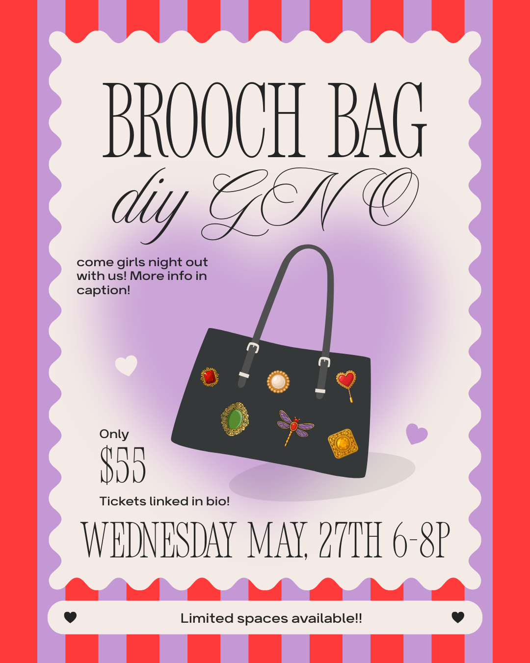 Brooch Bag DIY Girls Night Out | Ticket