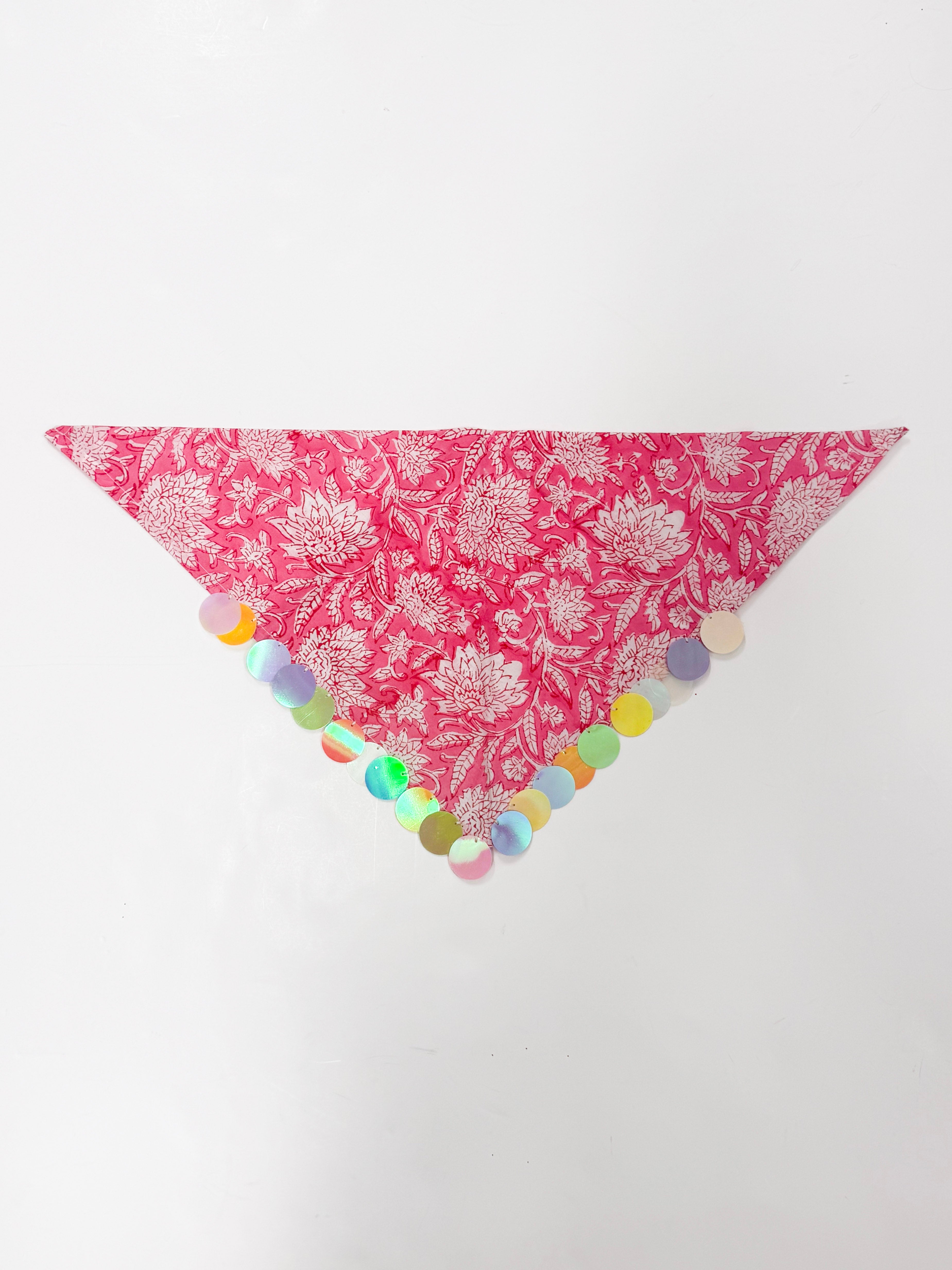 Pink Floral Sequin Bandana