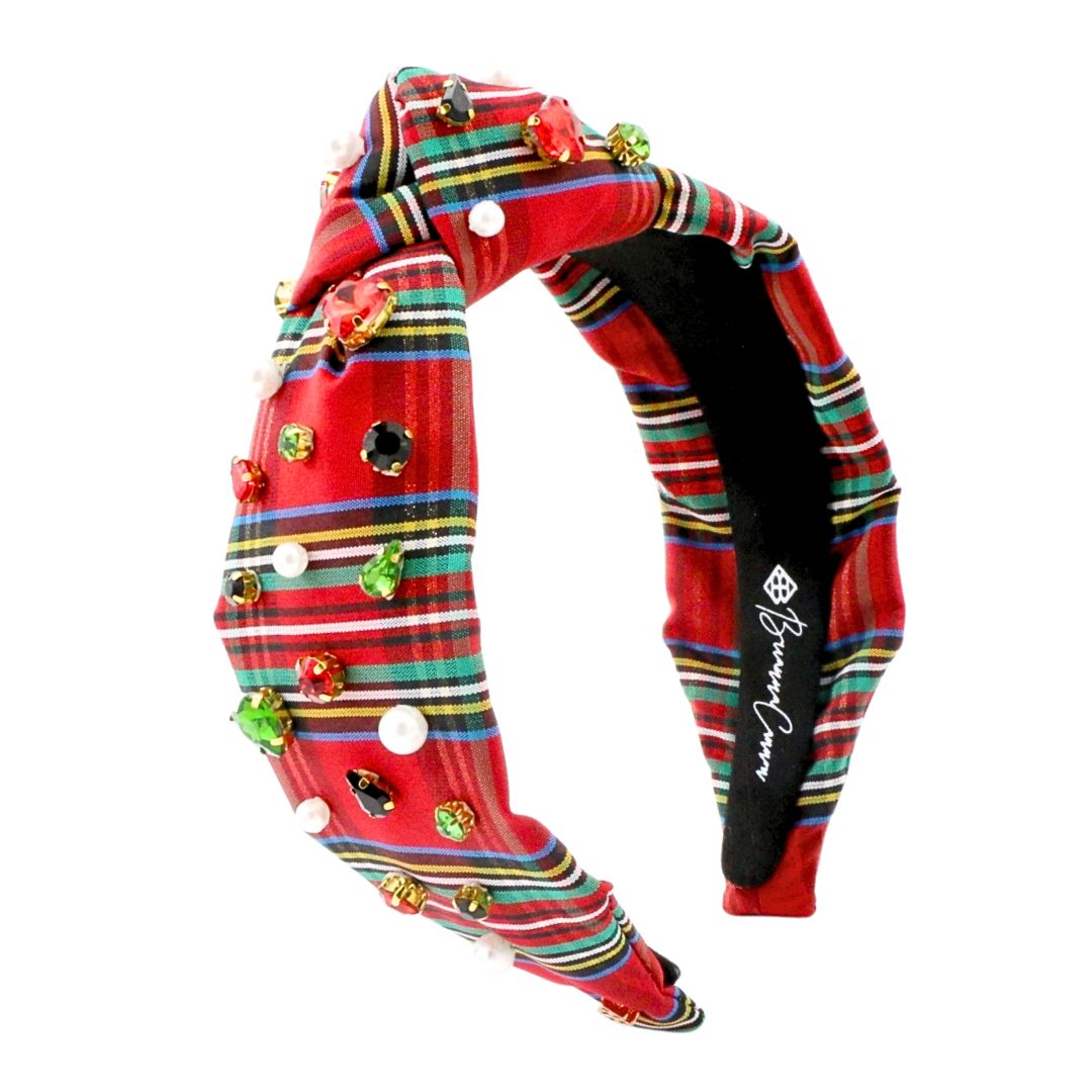 Brianna Cannon | Tartan Plaid Headband with Crystals and Pearls