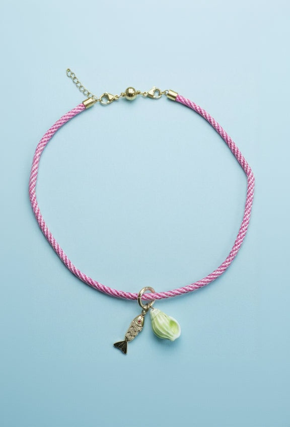 Taylor Elliott | Pink W/ Fish + Shell Charms - Blakely Necklace