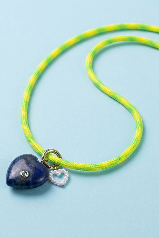 Taylor Elliott | Yellow + Green W/ Heart Charms - Blakely Necklace
