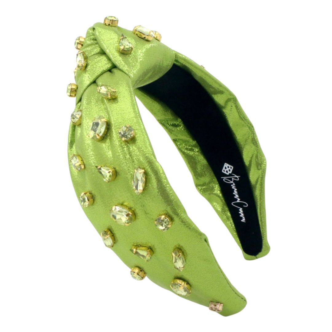 Brianna Cannon | Shimmer Headband With Hand-sewn Crystals In Green